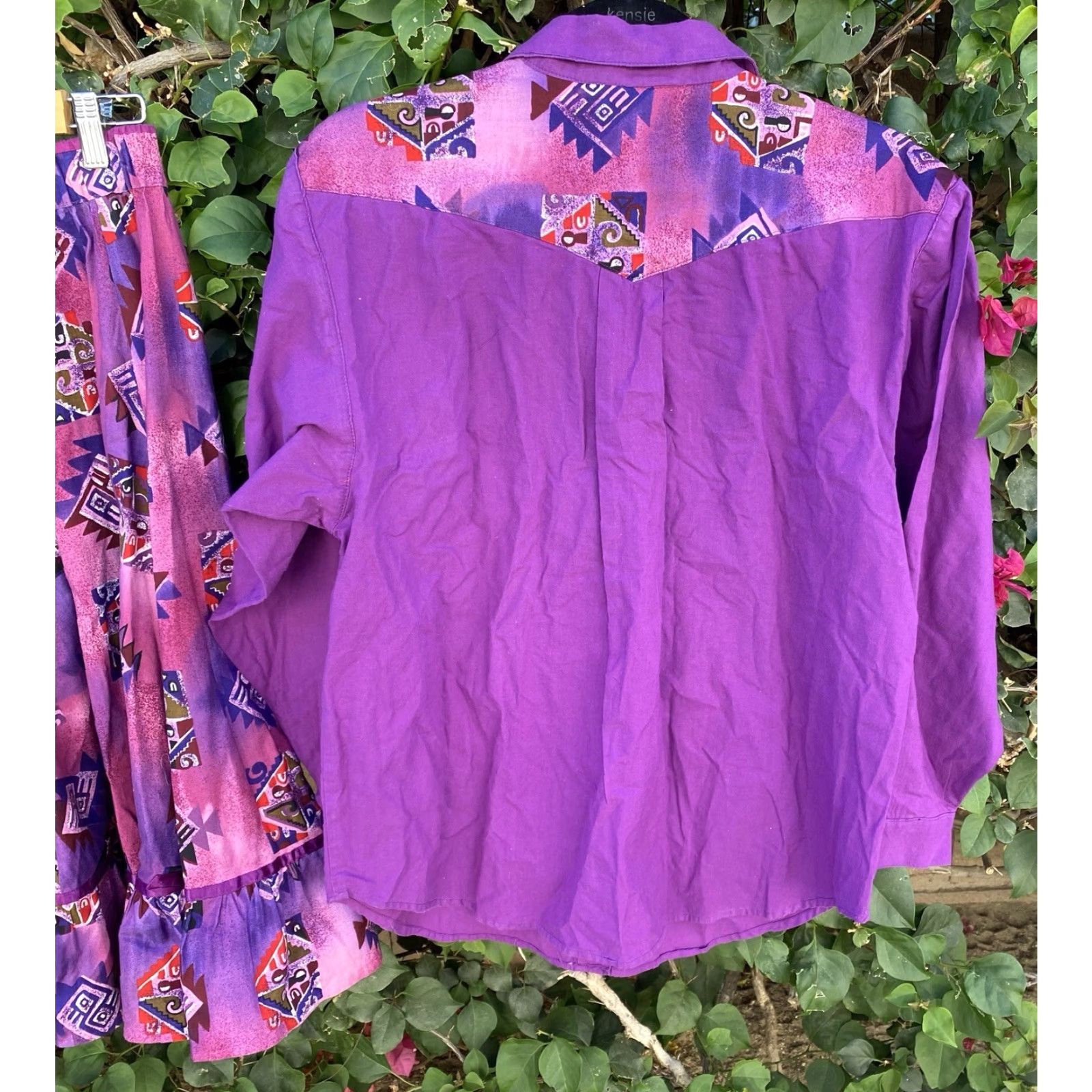 Vintage VINTAGE Desert West Sherry Holt Western Shirt Full Skirt Set Purple Southwestern Shirt Skirt 1980s Rockabilly Mens or Womens? (Gender not provided) Size L / US 10 / IT 46 - 3 Thumbnail