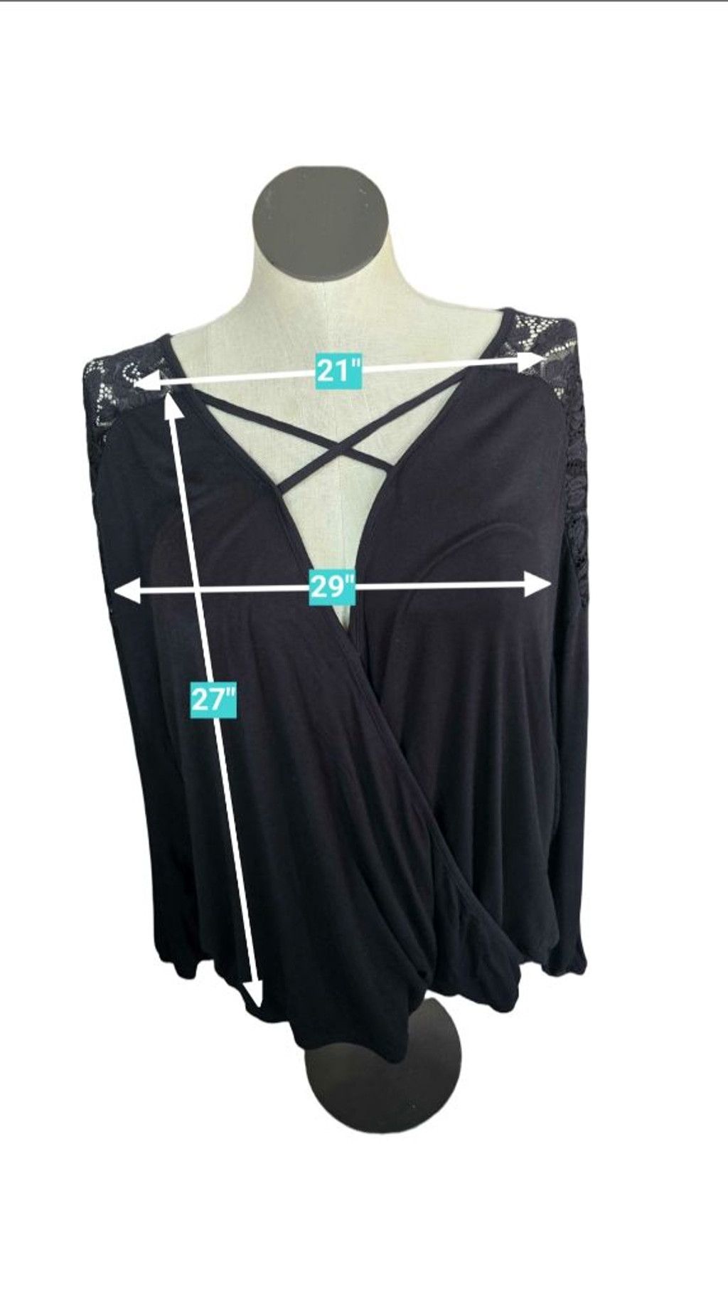Torrid Women's TORRID Black Long Sleeve Lace Criss Cross 4X Size 4XL / US 24-26 - 4 Thumbnail