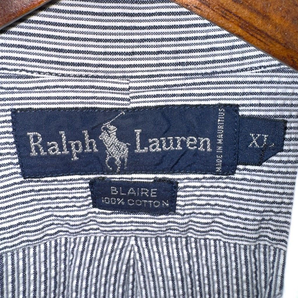 Polo Ralph Lauren 90s Polo Ralph Lauren White & Navy Blaire Button Down Shirt Size US XL / EU 56 / 4 - 2 Thumbnail