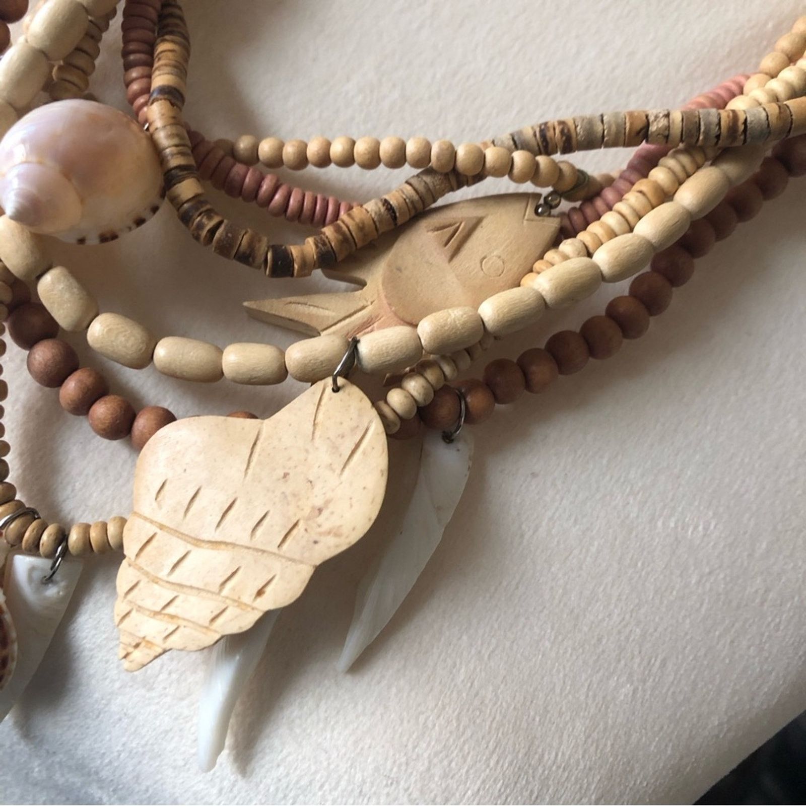 Vintage Vintage handmade boho wood and shell necklace Size ONE SIZE - 10 Thumbnail