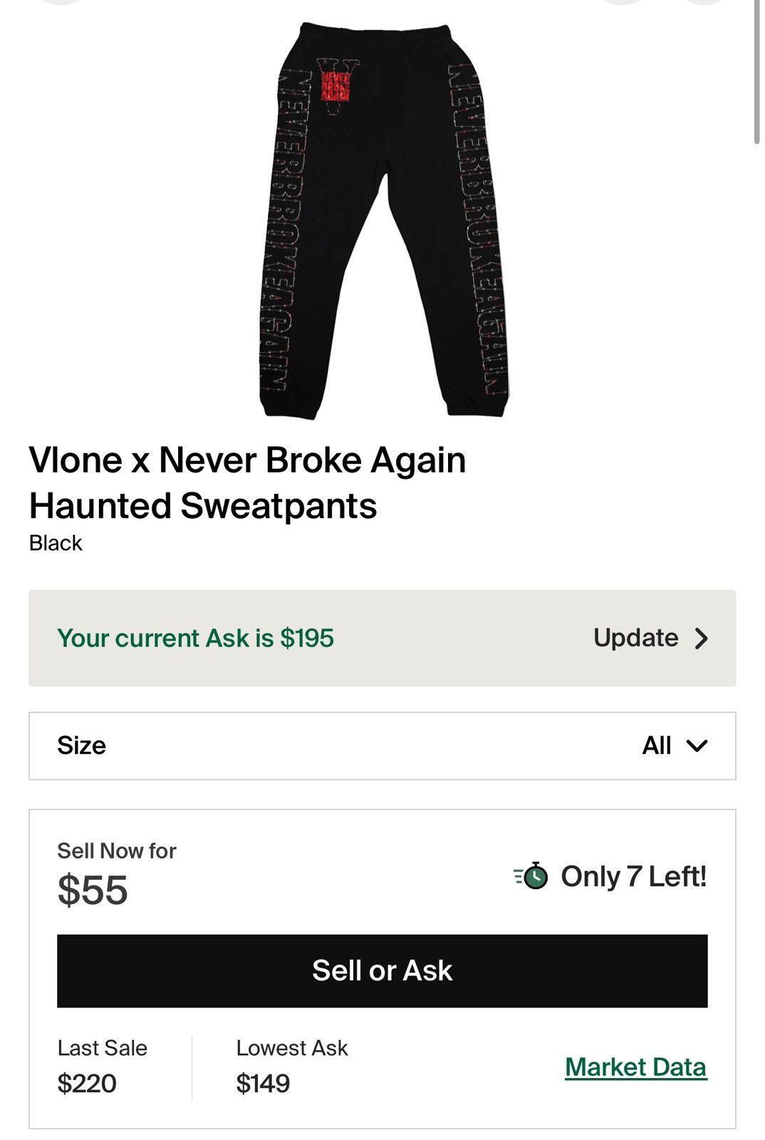 Vlone 100% Authentic Vlone x Never Broke Again Haunted Sweatpants! Size US 33 - 5 Thumbnail
