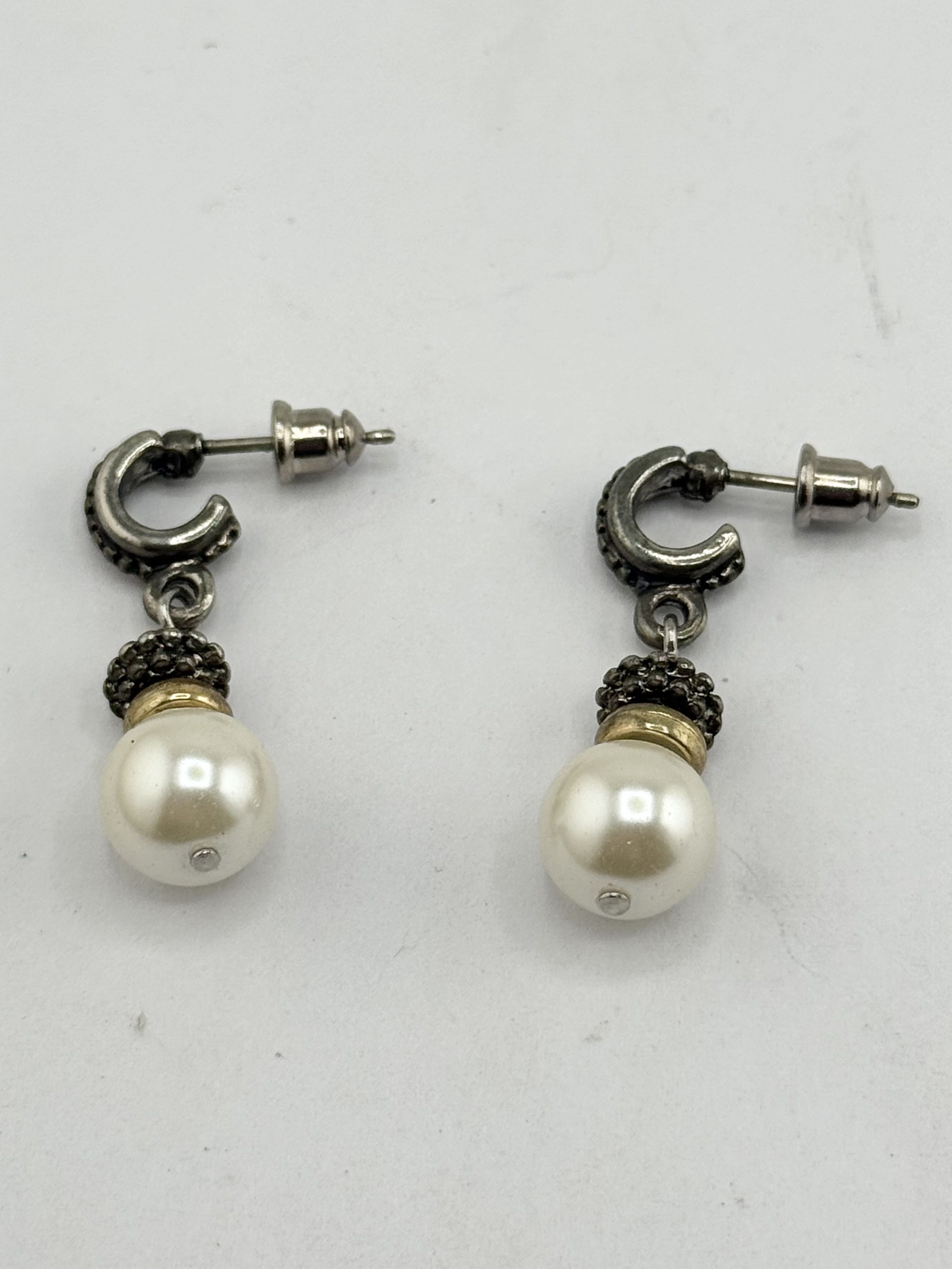 Vintage Vintage silver pearl drop earrings Size ONE SIZE - 3 Thumbnail
