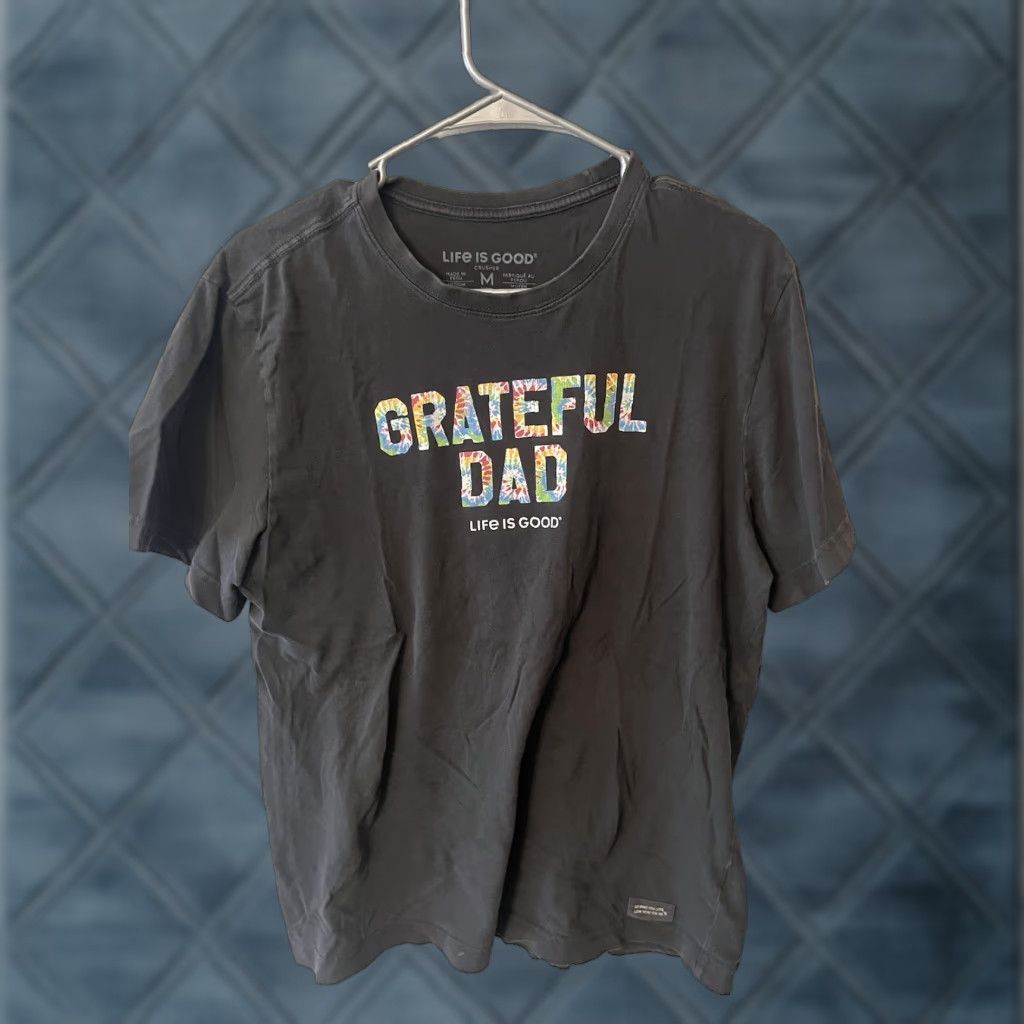 Life is Good VINTAGE Life is Good Mens M Black Crusher Grateful Dad Graphic T Shirt Tee Size US M / EU 48-50 / 2 - 1 Thumbnail