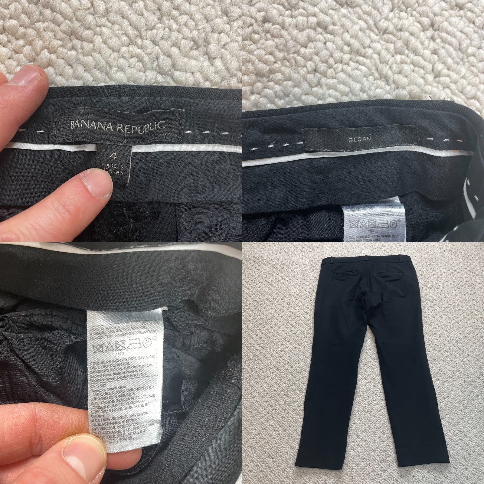 Banana Republic VINTAGE Banana Republic Sloan Pants Womens 4 Black Dress Chino Ankle Slacks Solid 29x25 Size 29" - 8 Thumbnail