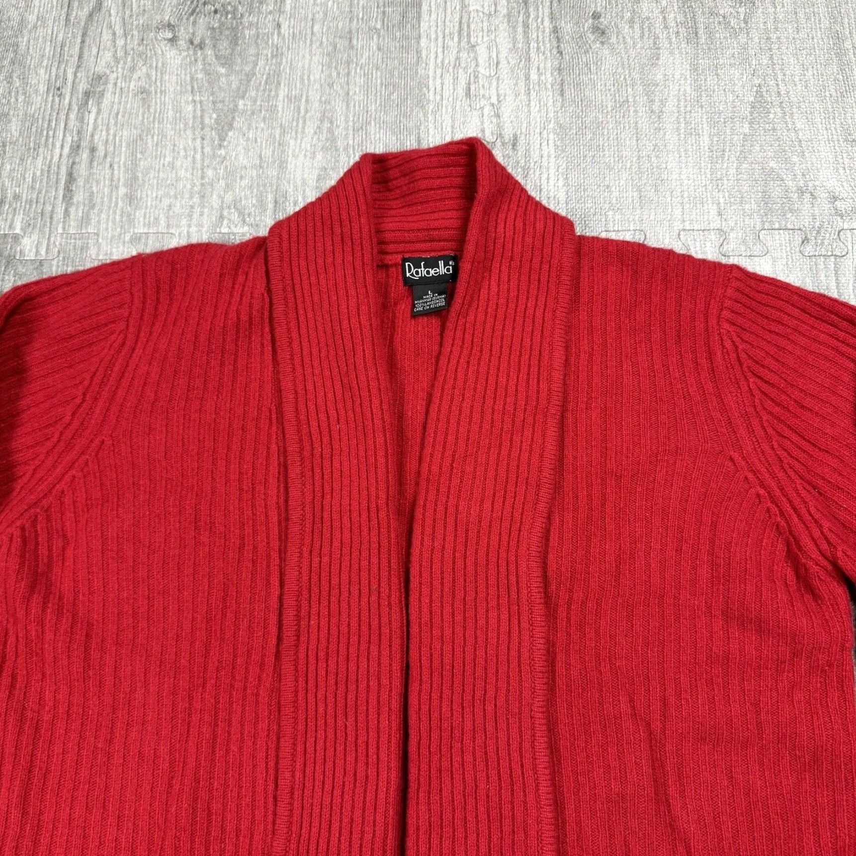 Vintage VINTAGE RAFAELLA OPEN FRONT RED RIBBED KNIT CARDIGAN SWEATER L WOMENS Size L / US 10 / IT 46 - 2 Thumbnail