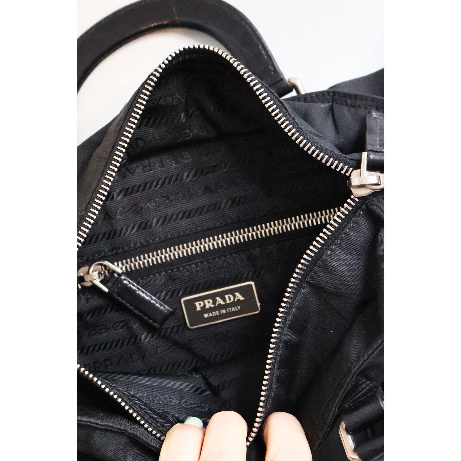 Prada PRADA Y2K Black Nylon + Leather Tessuto Top Handle Bag Size ONE SIZE - 8 Thumbnail