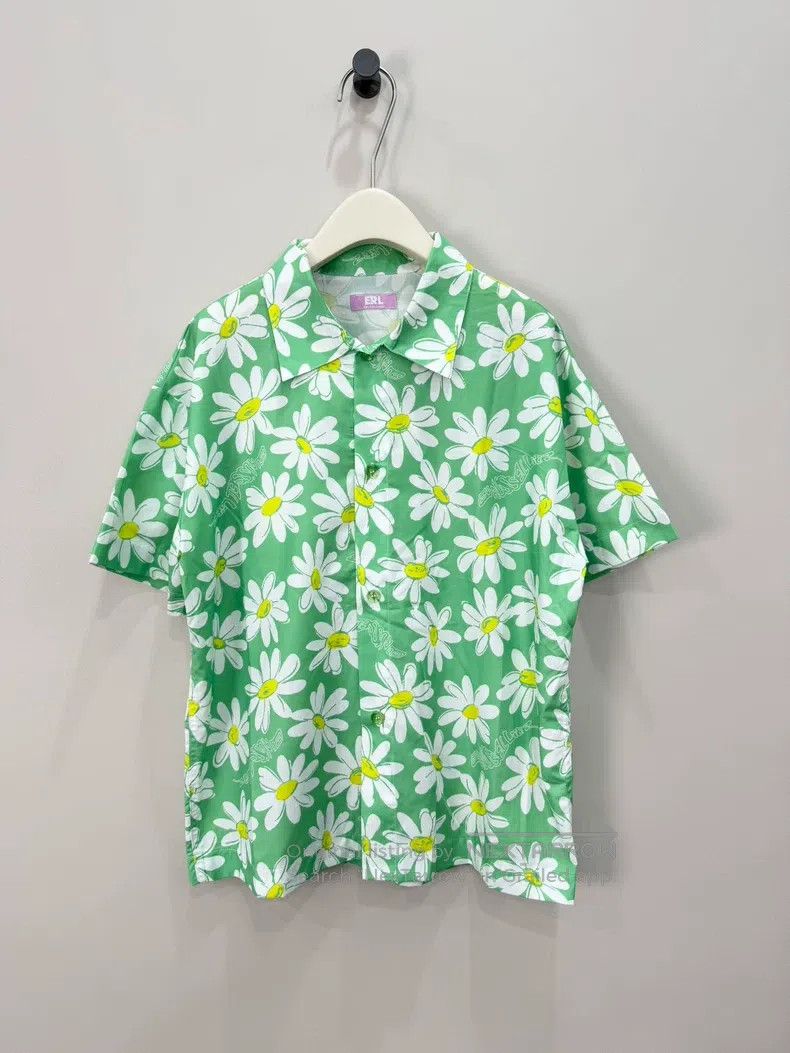 ERL Green Daisy Print Shirt