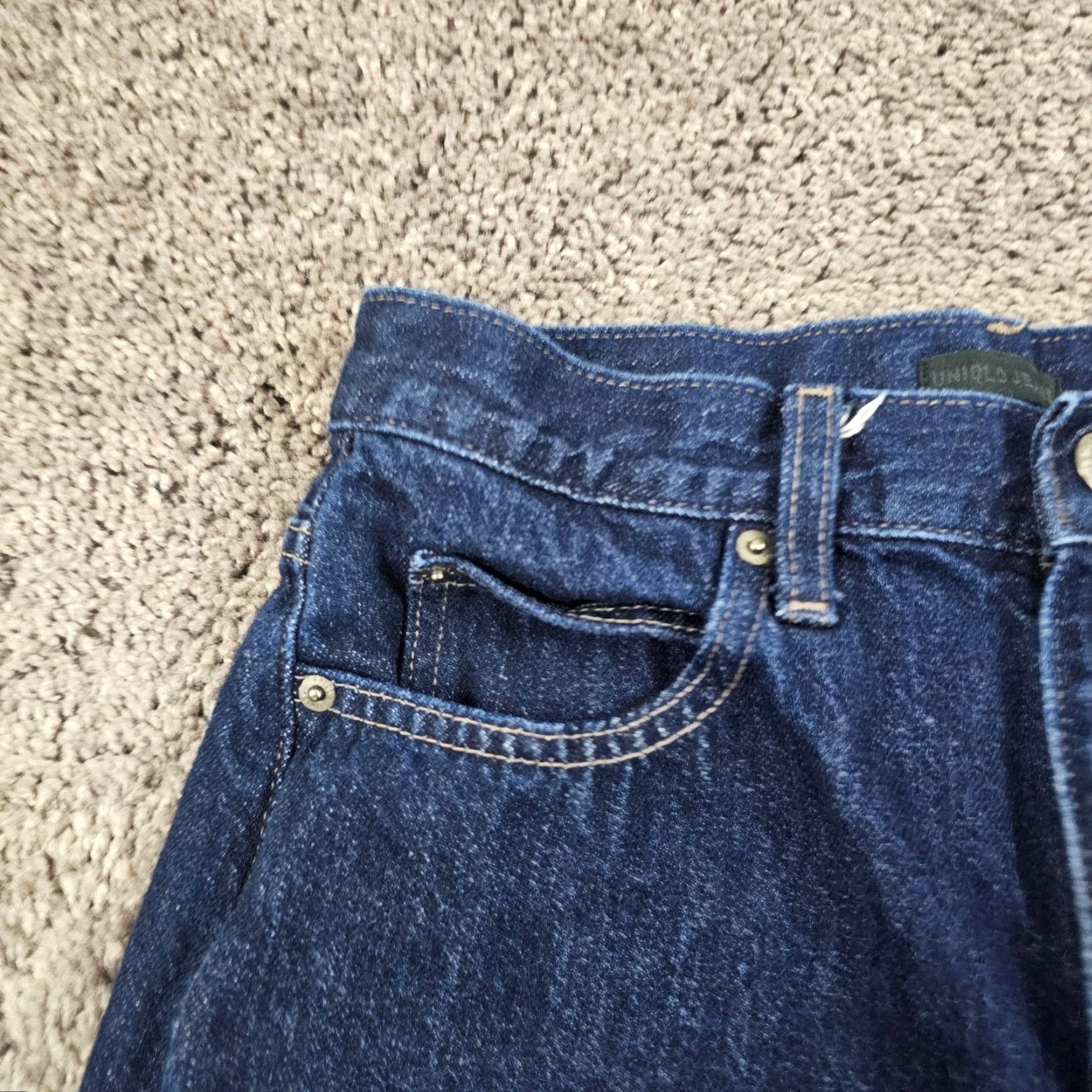 Uniqlo Levis Jeans Womens 24 Wide Leg High Rise Dark Wash Japanese Denim 24x26 Straight Size 42" / US 20 - 3 Thumbnail