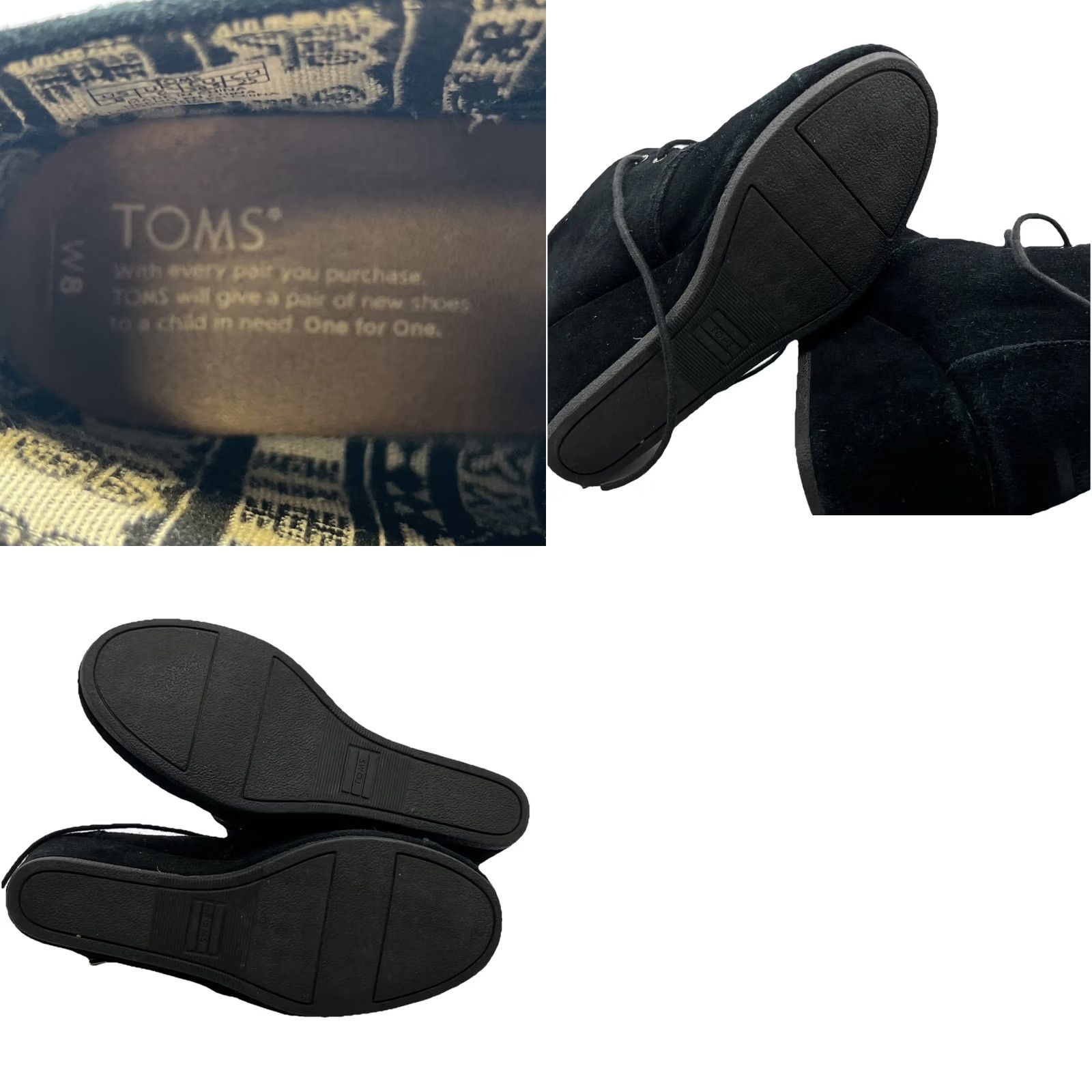 Toms TOMS Womens Ankle Booties Black Round Toe Wedge Heel Lace Up 8 US/UK/EU 39 Boots Mens? Size US 7 / IT 37 - 8 Thumbnail