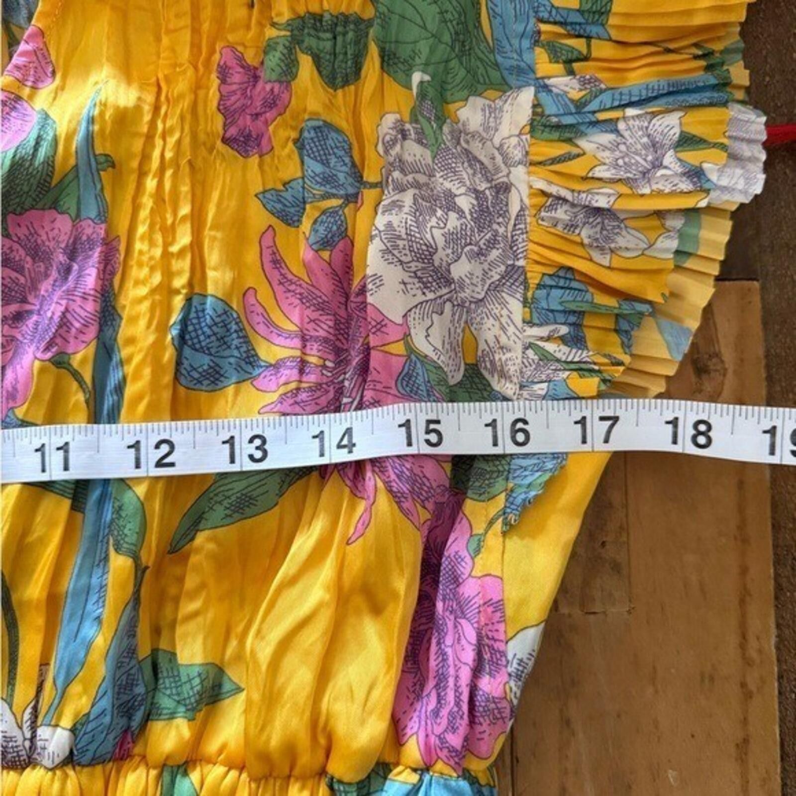 Current Air Current Air $114 Yellow Floral Pleated Midi Dress, Size S Size S / US 4 / IT 40 - 4 Thumbnail