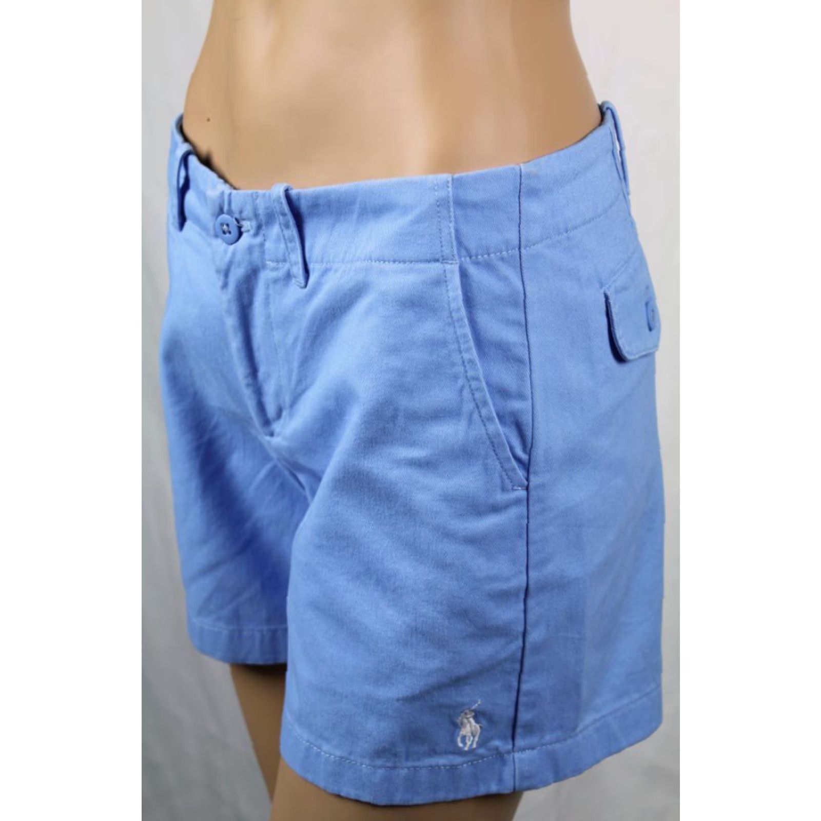 Ralph Lauren Ralph Lauren Sport Blue White Pony Shorts NWT 2 Womens Blues Cotton Casual Shorts Front Style Flat 100% Cotton NWT" Size 26" / US 2 / IT 38 - 2 Thumbnail