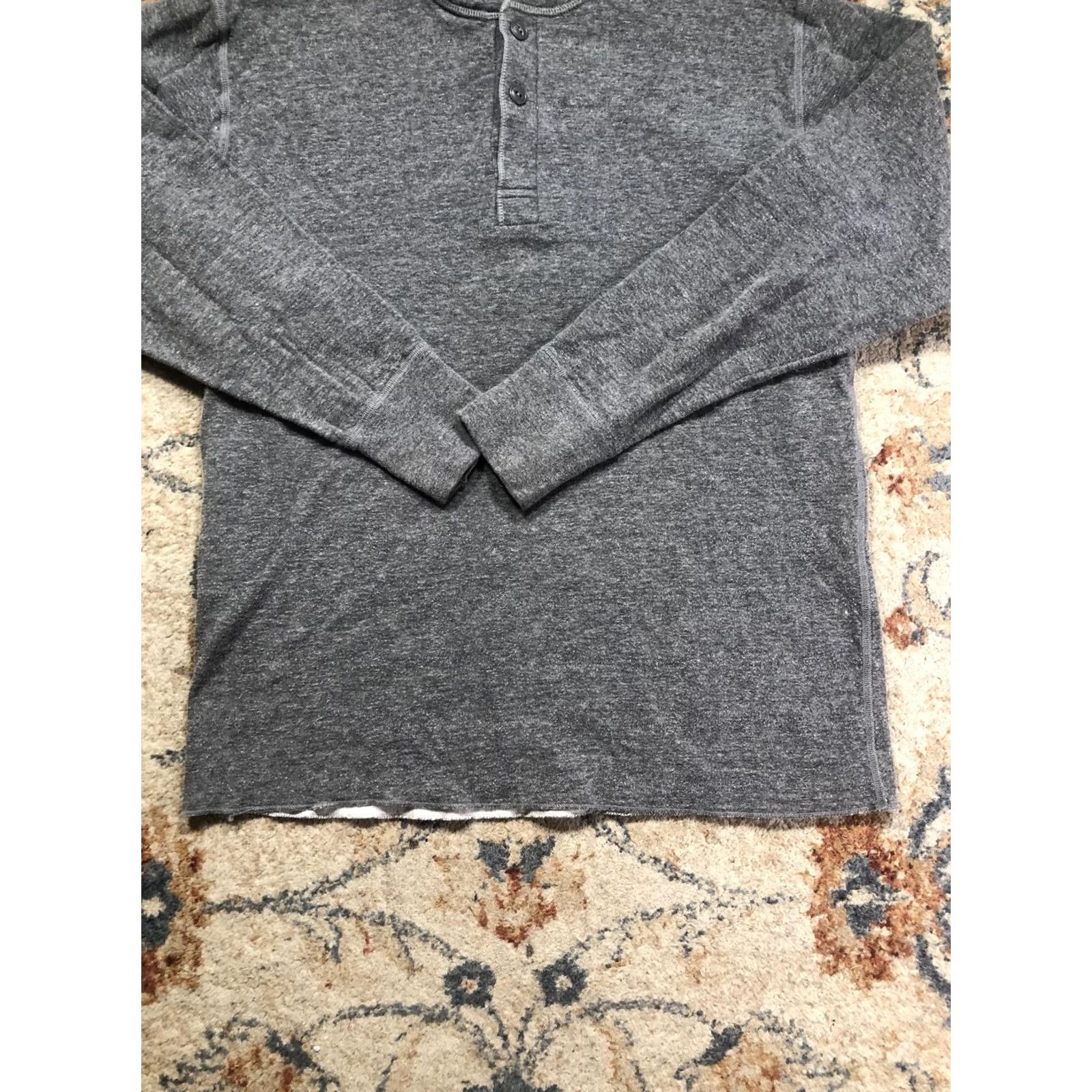 Vintage L.L.Bean Henley Shirt Mens Medium Gray Long Sleeve Thermal Tee Soft Knit Size US M / EU 48-50 / 2 - 5 Thumbnail