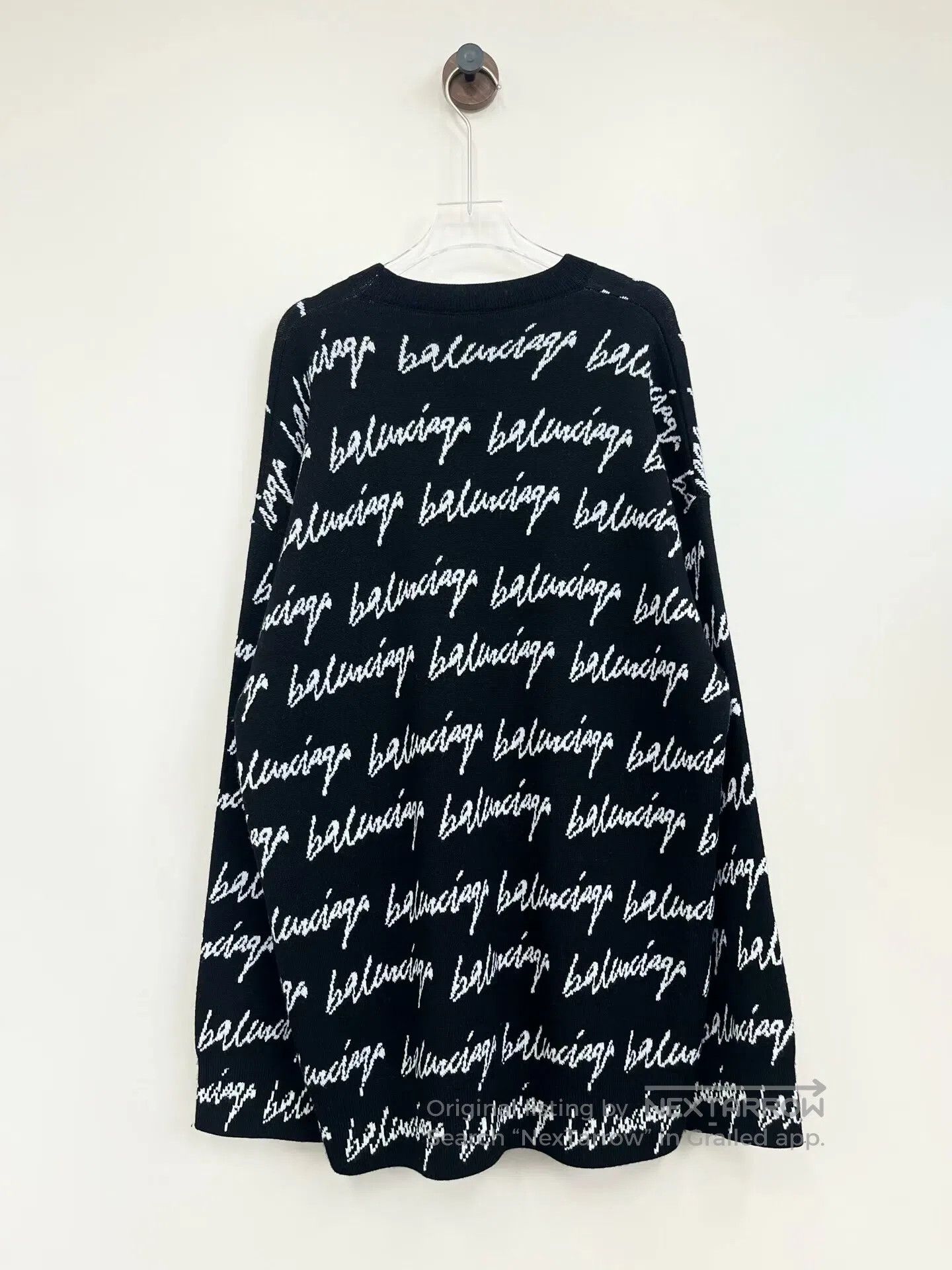 Balenciaga Balenciaga Black and White Barrage Cursive Full Logo Knit Size US S / EU 44-46 / 1 - 2 Thumbnail