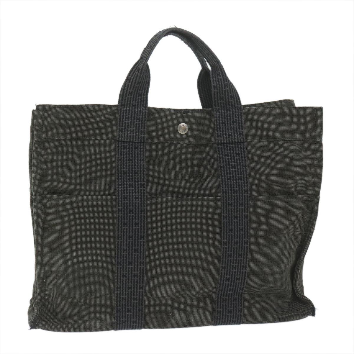 image of Hermes Her Line Hand Bag Canvas Gray Auth Bs10538 in Grey, Women's