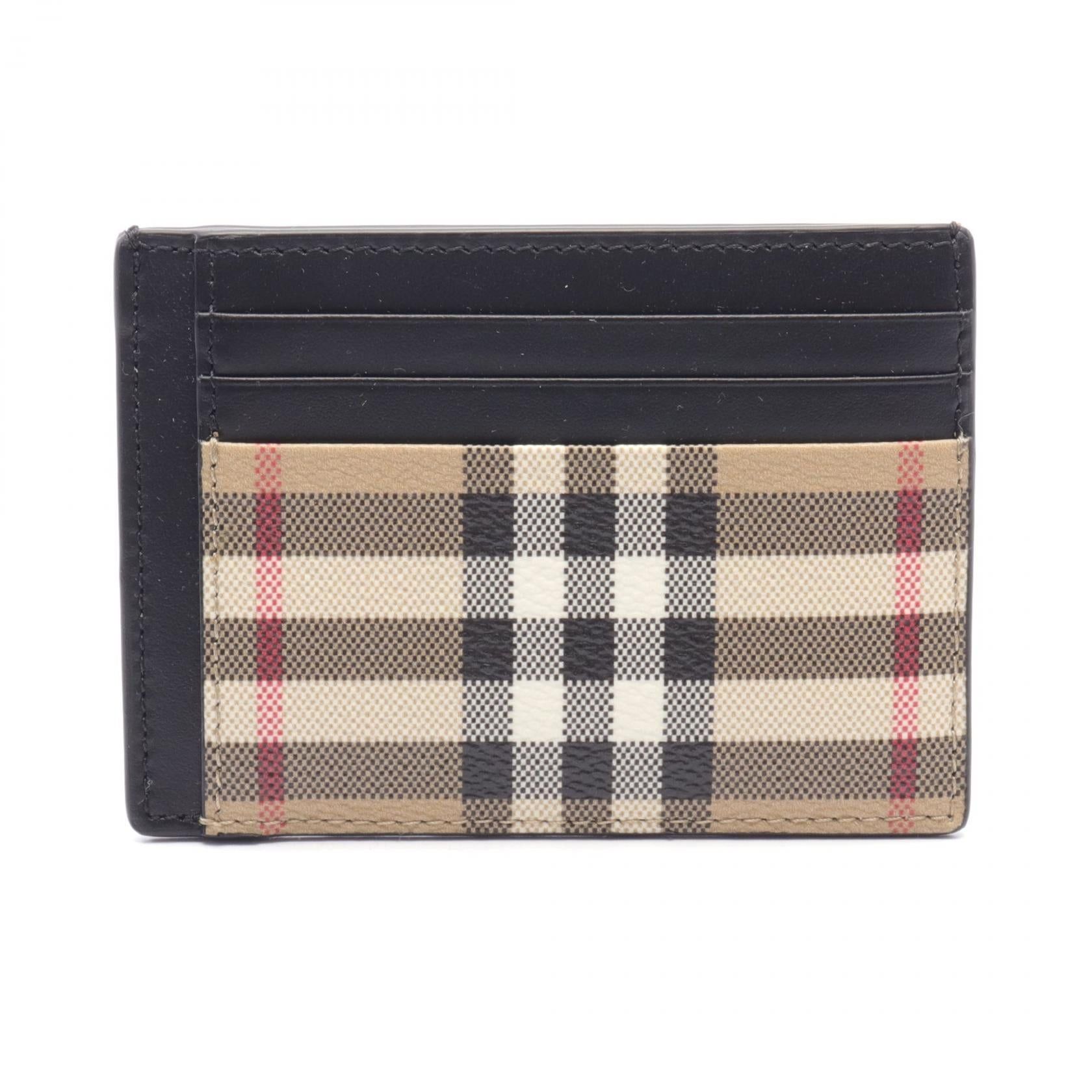 Burberry Burberry Check Card Case Coated Canvas Leather Beige Black Multicolor Size ONE SIZE - 1 Thumbnail