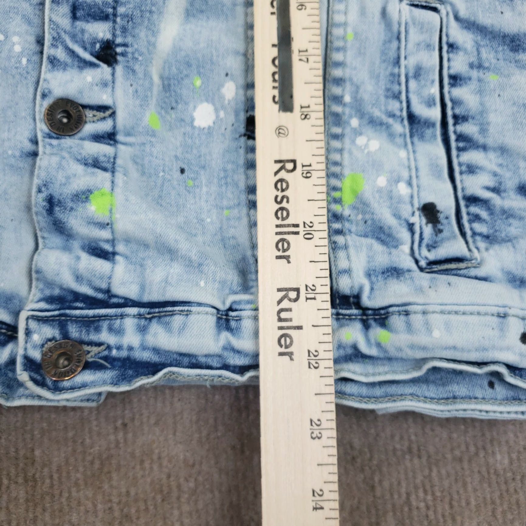 Vintage Evolution In Design Blue Acid Wash Paint Denim Jacket Youth XL 18-20 Long Sleeve Button Down Casual Kids Size US XL / EU 56 / 4 - 4 Thumbnail