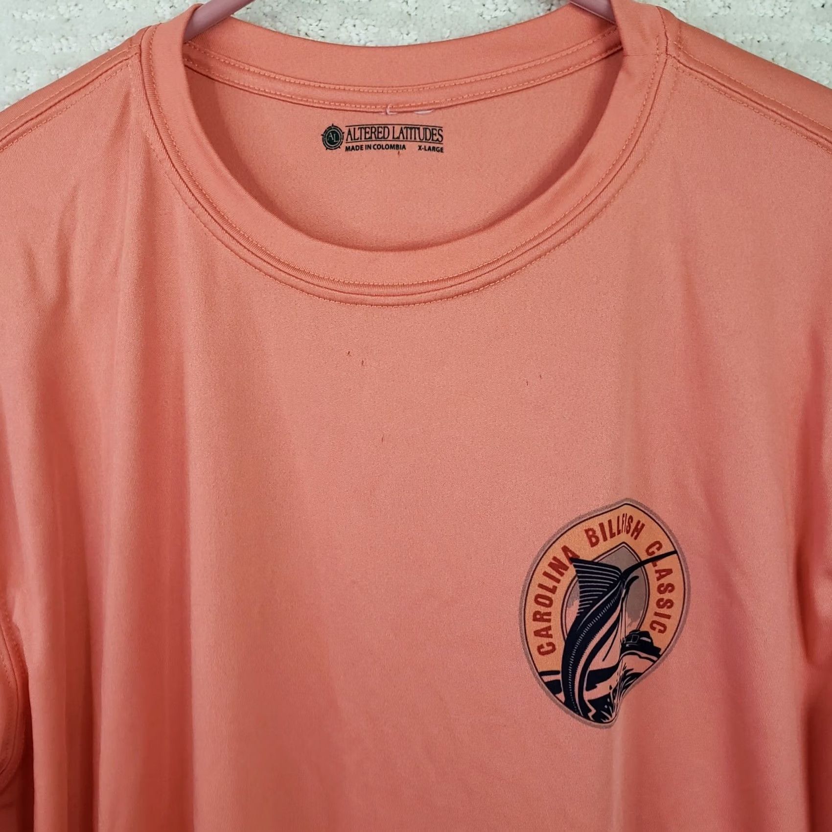 Vintage Altered Latitudes Carolina BILLFISH Classic Long Sleeve Peach Map T-Shirt XL Size US XL / EU 56 / 4 - 4 Thumbnail