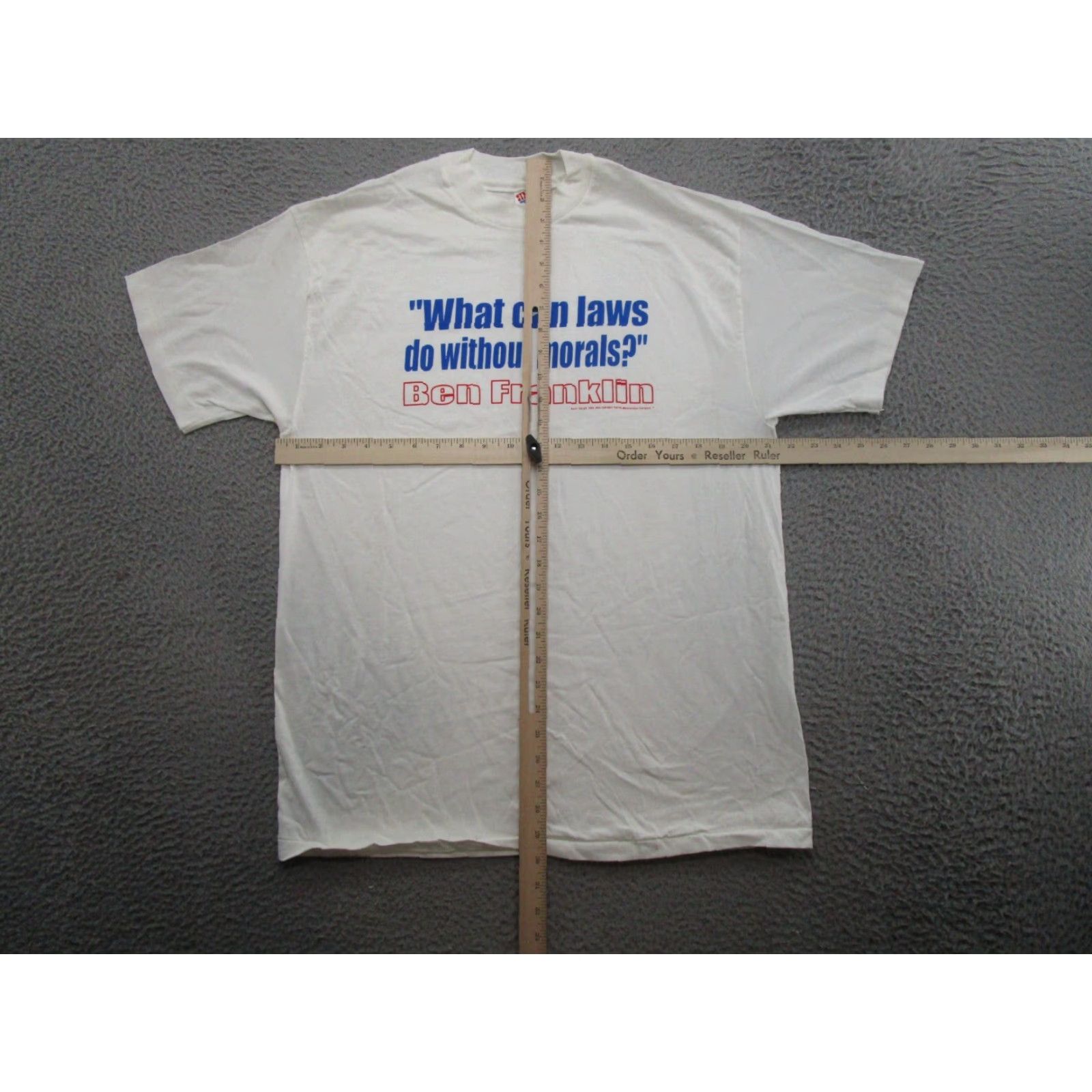 Hanes VINTAGE Ben Franklin President Morals Laws Single Stitch Shirt Men L White Nike Size US L / EU 52-54 / 3 - 5 Thumbnail