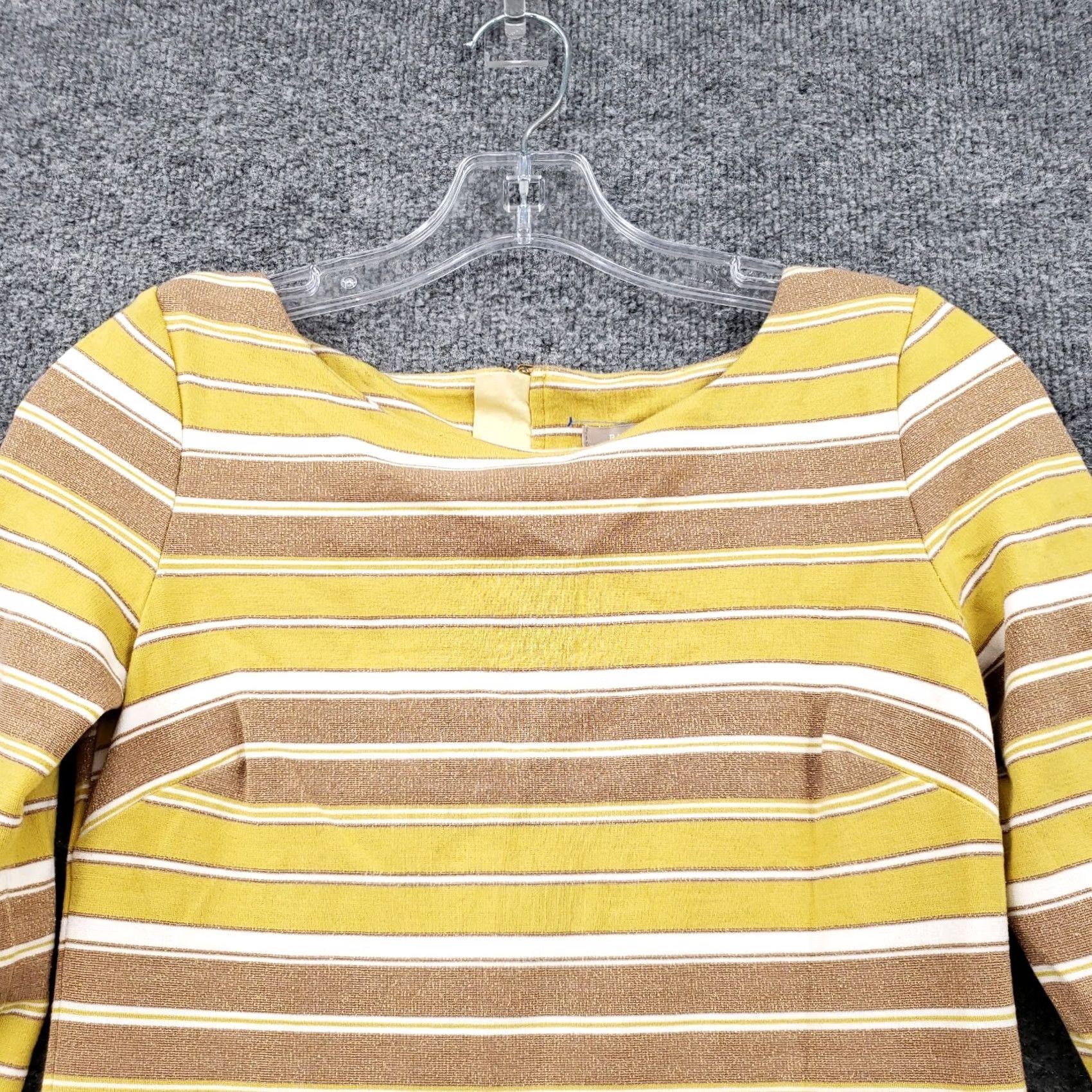 Banana Republic Banana Republic Dress Womens 0 Yellow Shift Striped 3/4 Sleeve Rayon Blend Dress Size XS / US 0-2 / IT 36-38 - 6 Thumbnail