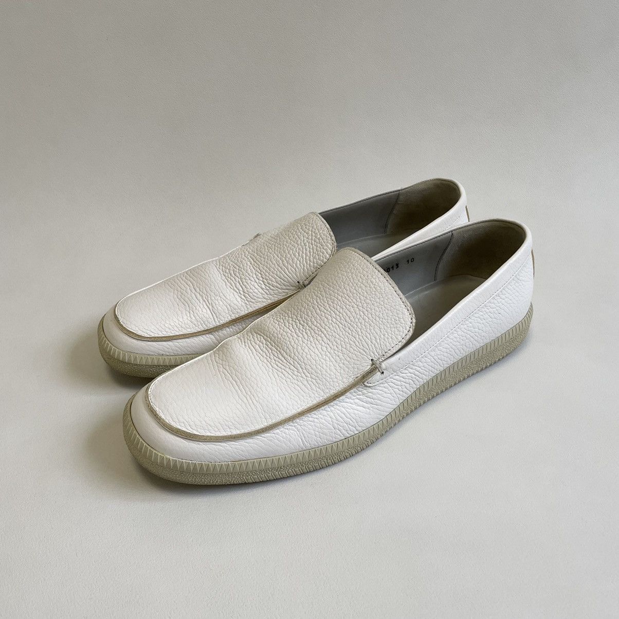 Helmut Lang OG Square Toe White Leather Loafers Size US 11 / EU 44 - 4 Thumbnail