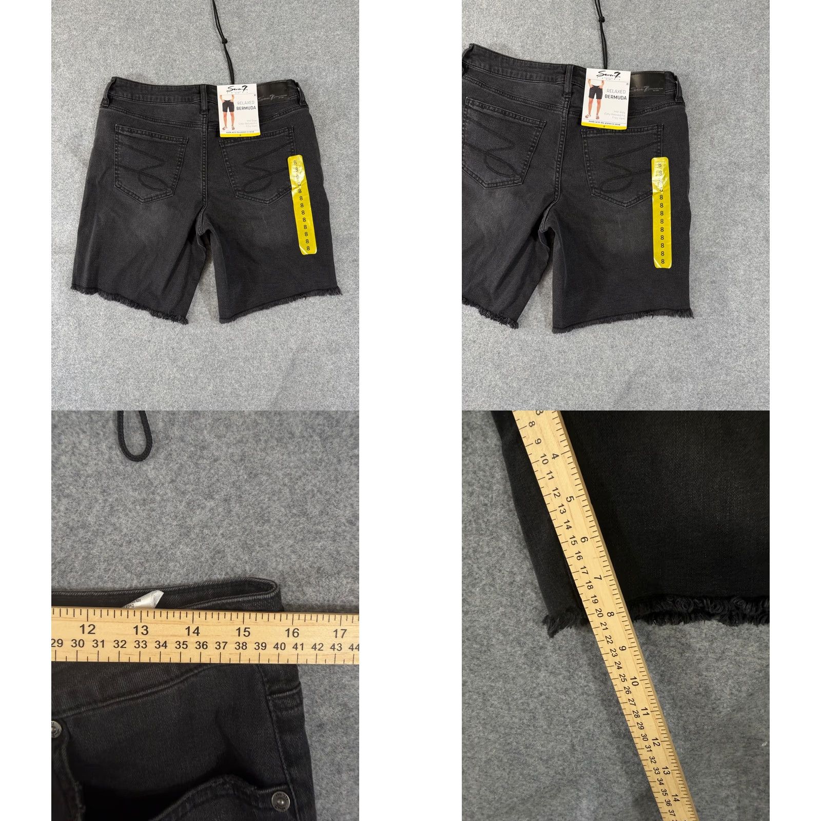 Vintage Seven7 Bermuda Shorts Womens 8 Washed Black Relaxed Fit Mid Rise Frayed Hem Pockets NWT Size 30" / US 8 / IT 44 - 9 Thumbnail