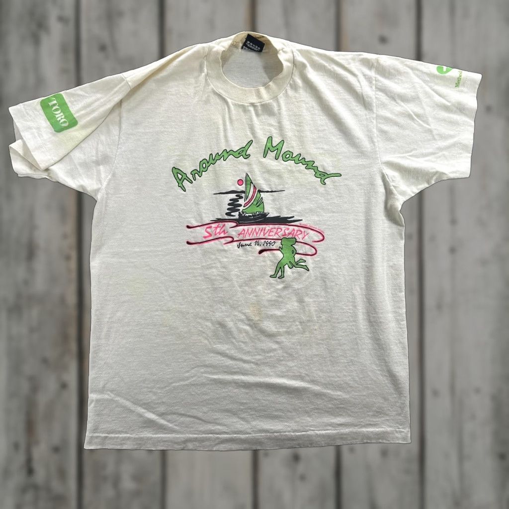 Vintage VINTAGE Screen Stars Best Around Mound Shirt Mens XL White 5th Anniversary 1990 Run Sail Lake 90s Shirt Size US XL / EU 56 / 4 - 1 Thumbnail