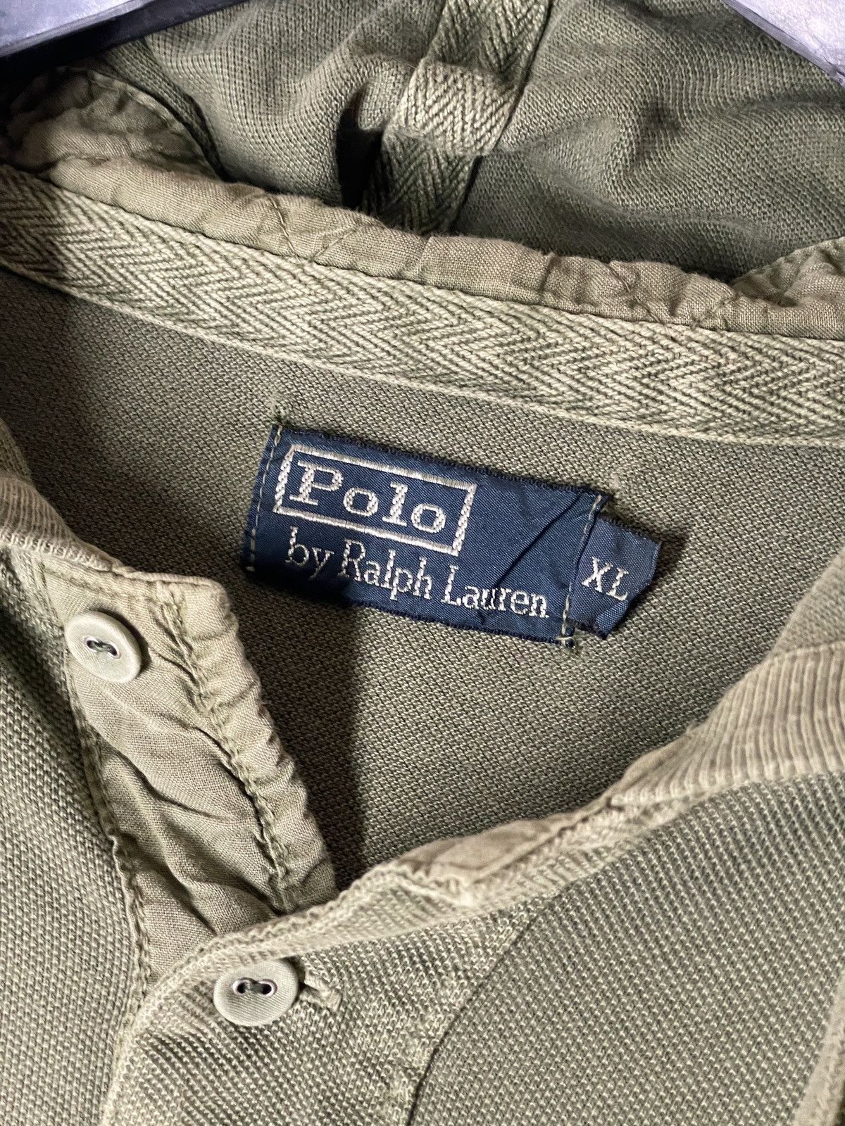 Polo Ralph Lauren Polo Ralph Lauren pique Vintage Olive Green Hoodie 90s Size US XL / EU 56 / 4 - 4 Thumbnail