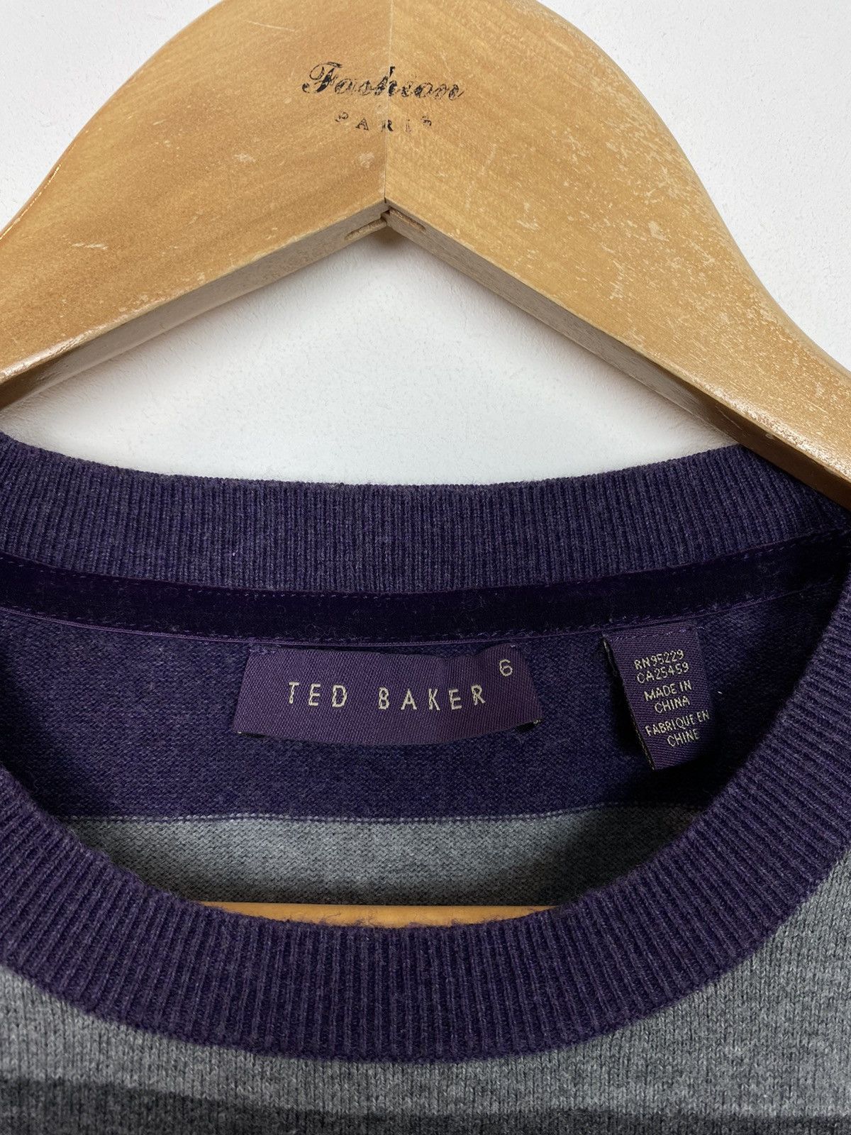 Ted Baker Ted Baker Purple Label Jumper Sweater Strip Wool Long Sleeve Size US L / EU 52-54 / 3 - 3 Thumbnail