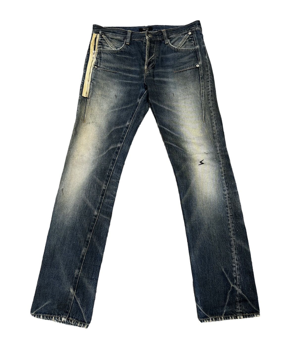 image of Aw09 Undercover Earmuff Maniac Zipper Pocket Denim Jeans in Blue, Men's (Size 31)