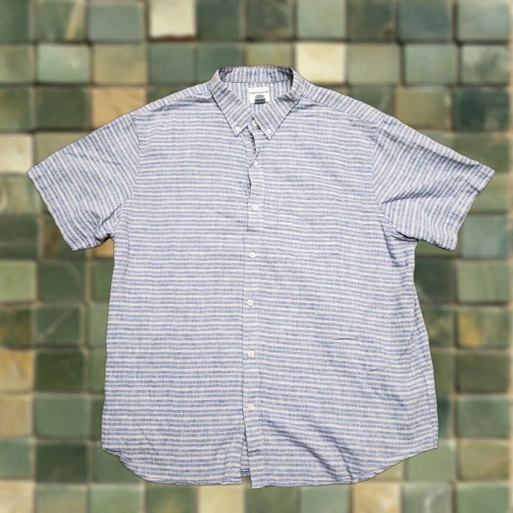 Old Navy Old Navy Linen Shirt Mens XL Blue Striped Linen Blend Summer Comfort Shirt Size US XL / EU 56 / 4 - 1 Thumbnail