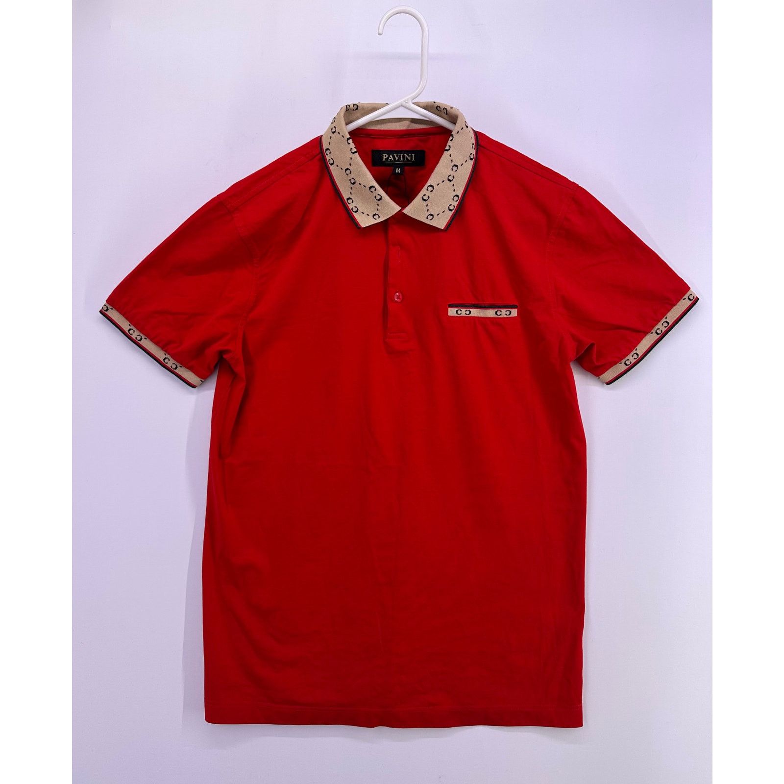& Other Stories Pavini Red Polo With Brown CC Accents Size Medium Size US M / EU 48-50 / 2 - 3 Thumbnail