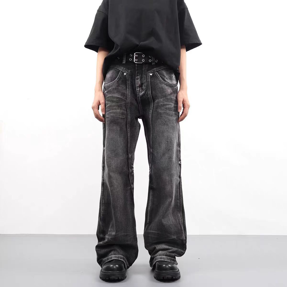Japanese Brand × Vintage Washed Black Distressed Loose Hip Hop Jeans Size US 32 / EU 48 - 1 Thumbnail