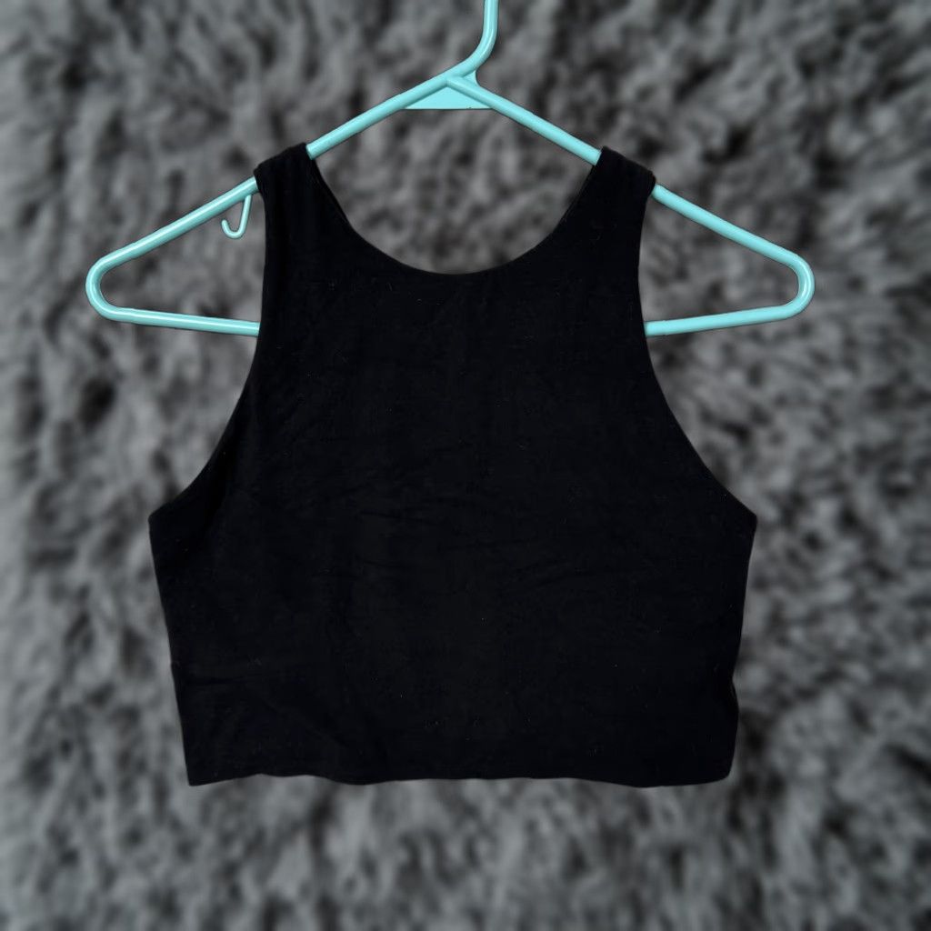 Athleta Athleta Tank Top Womens S Black High Neck Racerback Cropped Athletic Workout Size S / US 4 / IT 40 - 1 Thumbnail