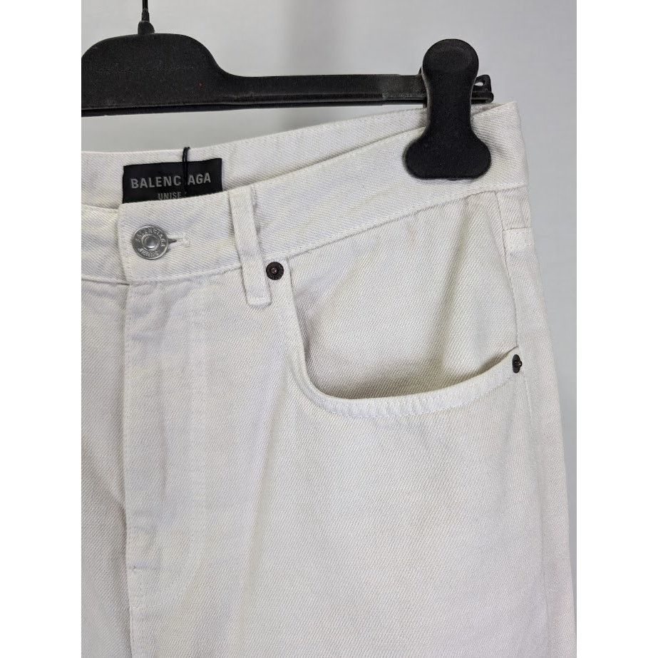 Balenciaga o1rshd1 Loose Fit Jeans White Denim in Cream Size US 26 / EU 42 - 8 Thumbnail