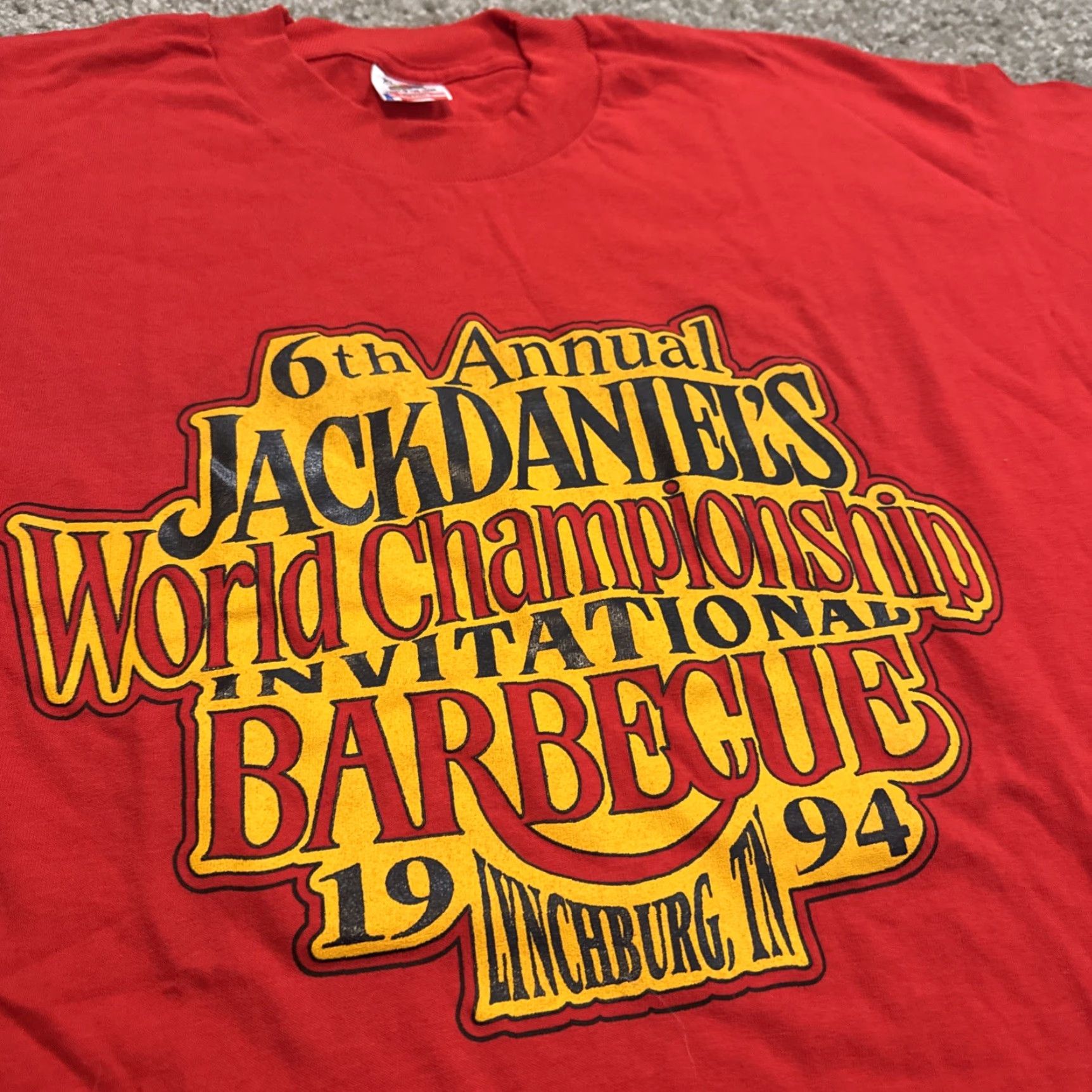 Vintage VINTAGE 1994 Jack Daniels World Championship Barbeque BBQ T-Shirt XL Red Men Shirt Size US XL / EU 56 / 4 - 3 Thumbnail