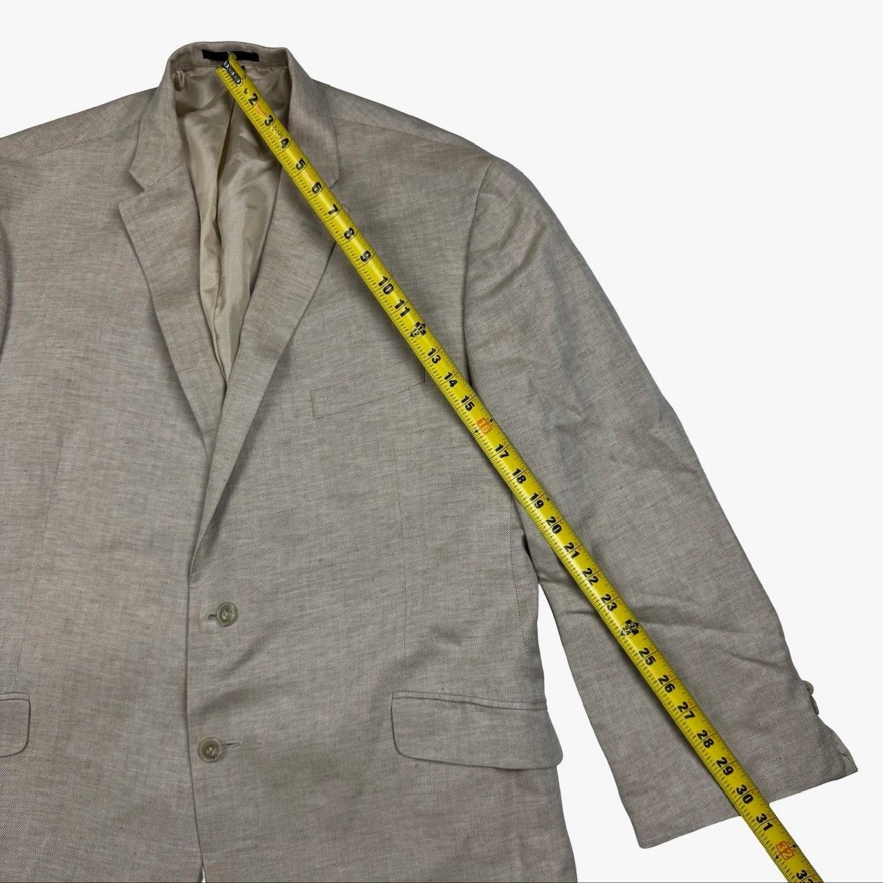 Jos. A. Bank Jos A. Bank 1905 Men's Linen Blend Blazer Jacket Beige Herri Size 46R - 10 Thumbnail