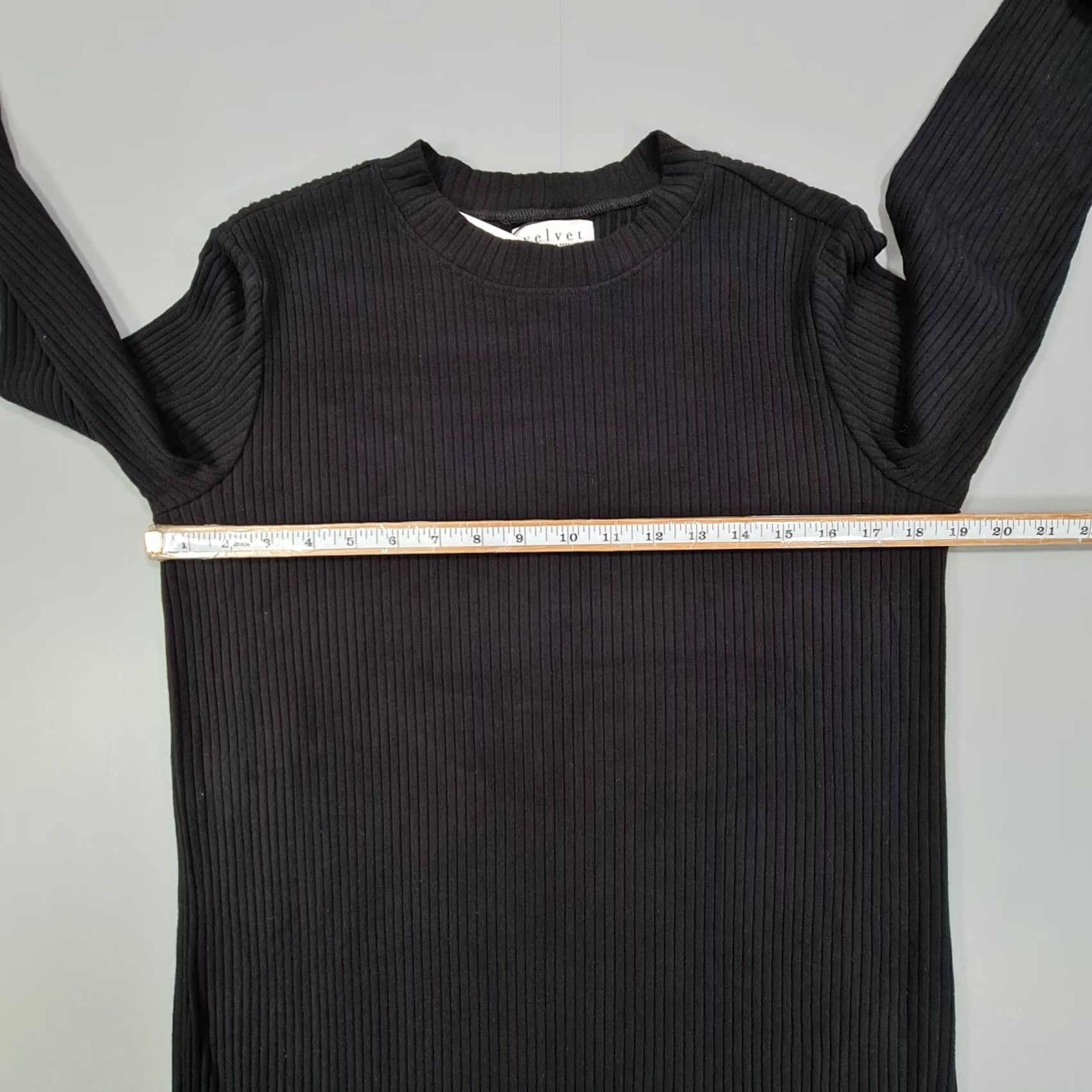 Velvet Velvet by Graham & Spencer Womens Dress Black XL Maxi Knit Stretch Rib Long Sleeve Round Neck Pullover Everyday/Holiday Size XL / US 12-14 / IT 48-50 - 6 Thumbnail