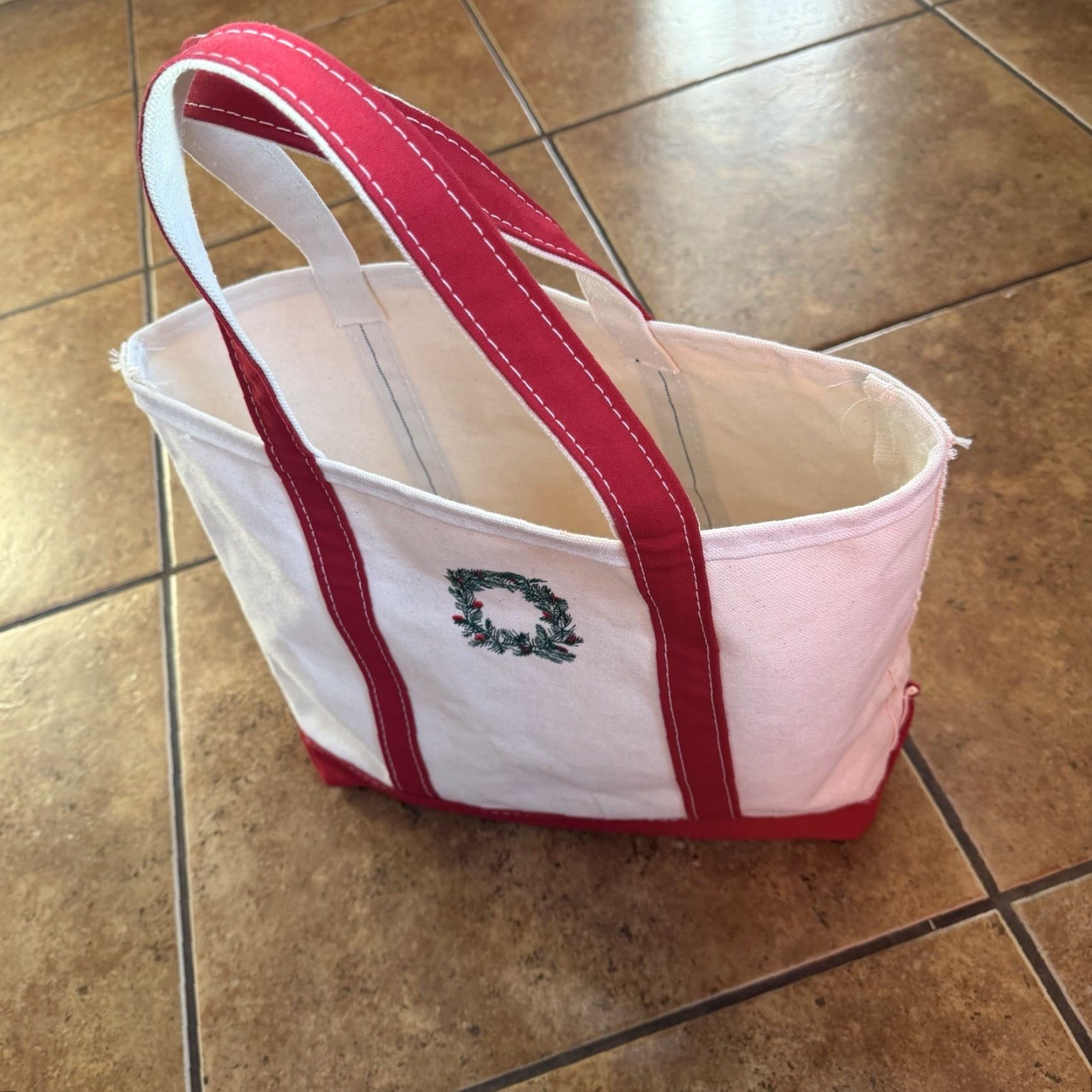 Vintage VINTAGE L.L. BEAN Boat Tote Red Canvas Bag Usa Made Wreath Christmas Tote Large Mens Men’s USA Canvas 16”x12” Size ONE SIZE - 4 Thumbnail