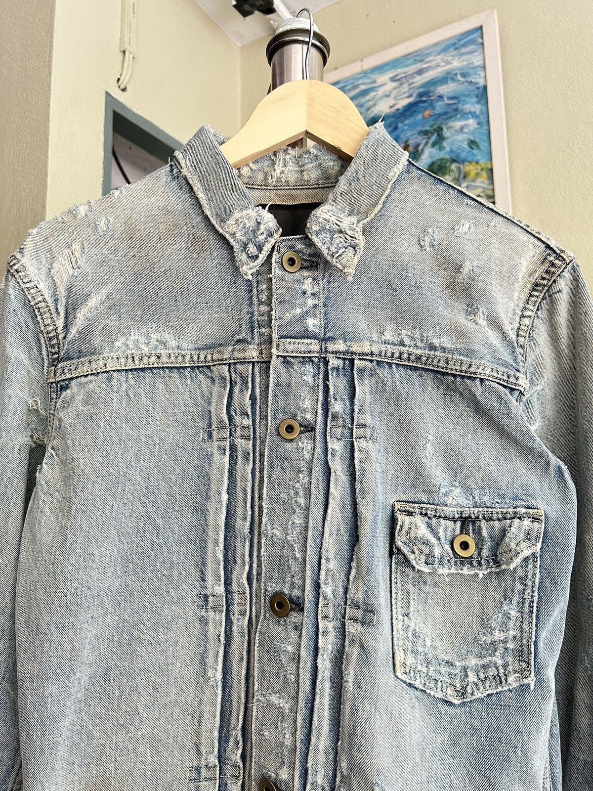 If Six Was Nine Wjk Distressed Denim Jacket Size US L / EU 52-54 / 3 - 2 Thumbnail