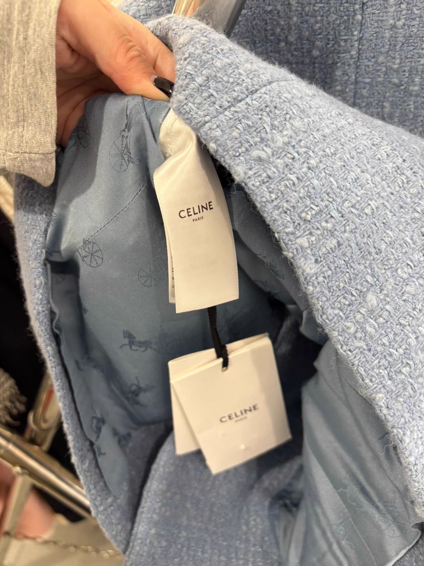 Celine Celine Mist Blue Wool Tweed Double-Breasted Coat New Size XS / US 0-2 / IT 36-38 - 5 Thumbnail