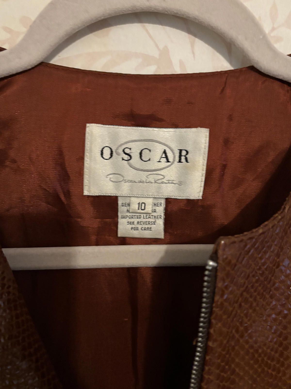 Oscar De La Renta Oscar de la Renta Brown Exotic Leather Zip-Up Jacket Size 10 Size L / US 10 / IT 46 - 3 Thumbnail