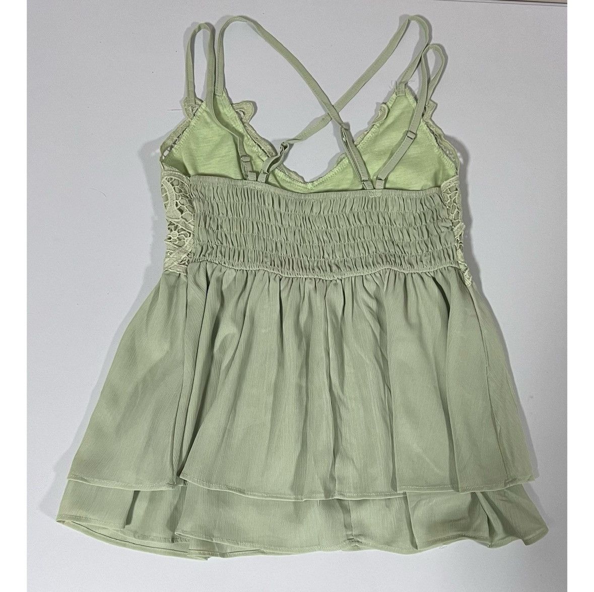Japanese Brand Mint Green Floral Babydoll Tank Top Shirt Blouse Size M 🧚🏻✨ Size M / US 6-8 / IT 42-44 - 3 Thumbnail