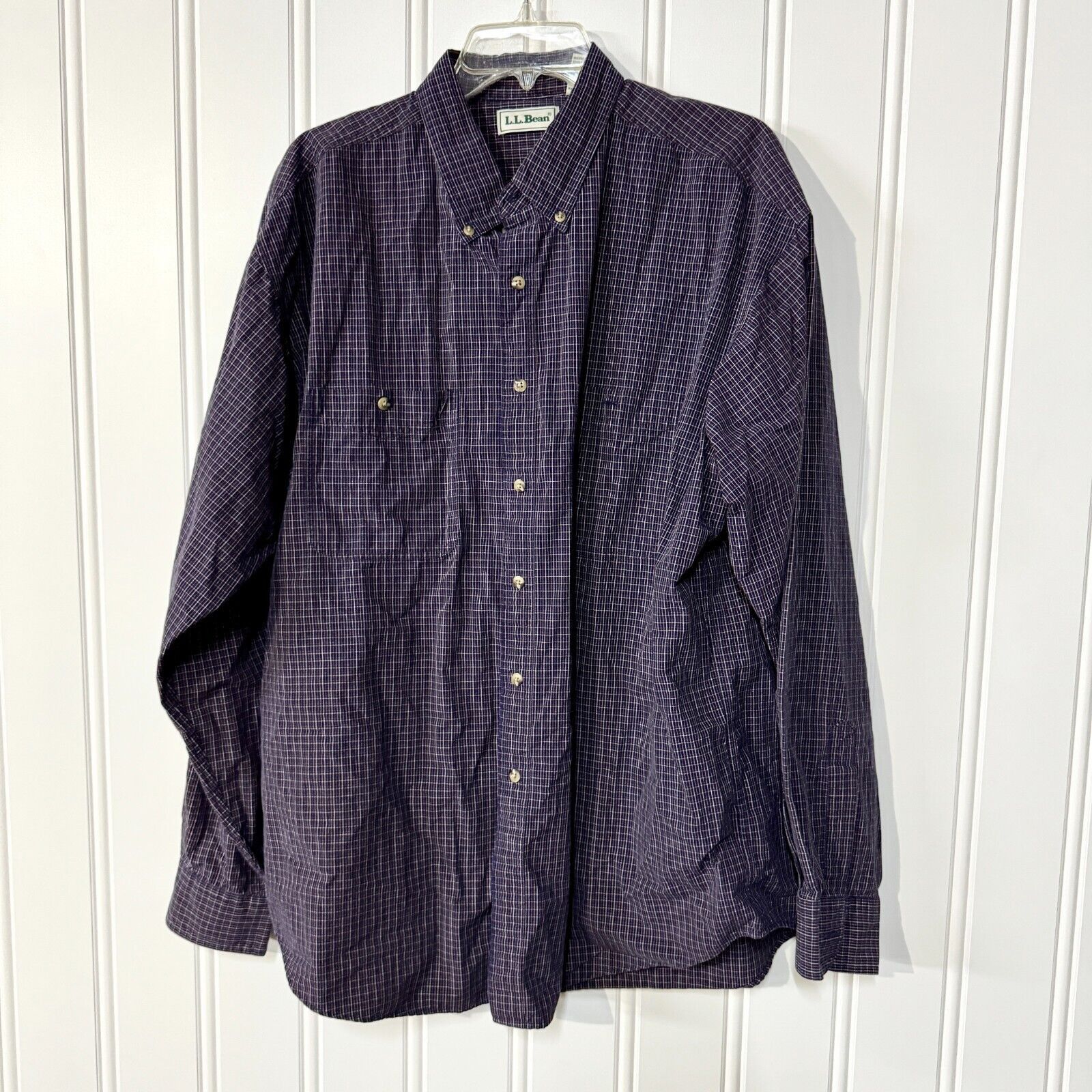 L.L. Bean L.L. Bean Button Down XL Purple Plaid Casual Cotton Stripe Size US XL / EU 56 / 4 - 1 Thumbnail