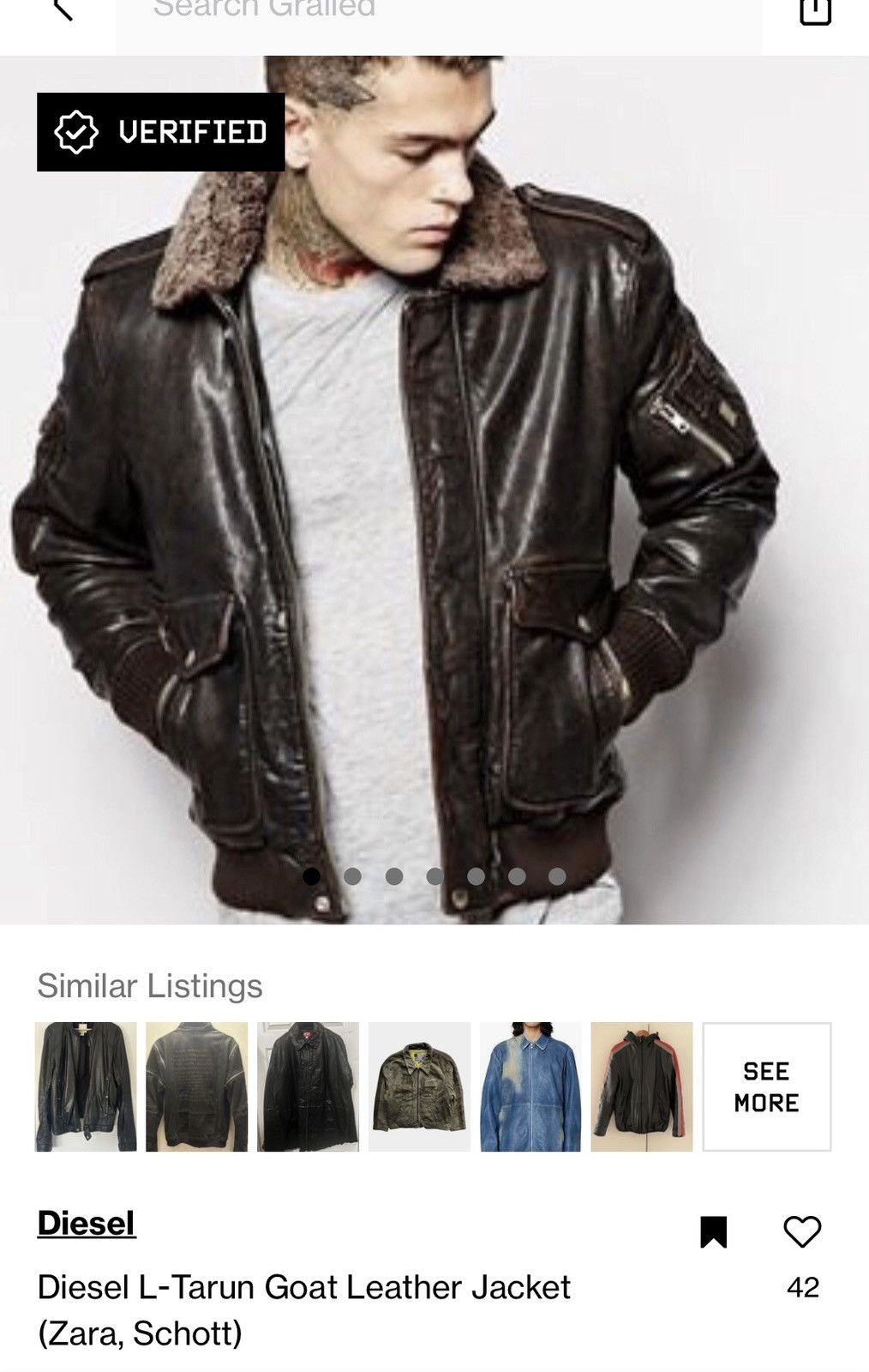 Diesel Diesel L-Tarun Goat Leather Jacket (Zara, Schott, Allsaints) Size US S / EU 44-46 / 1 - 2 Thumbnail