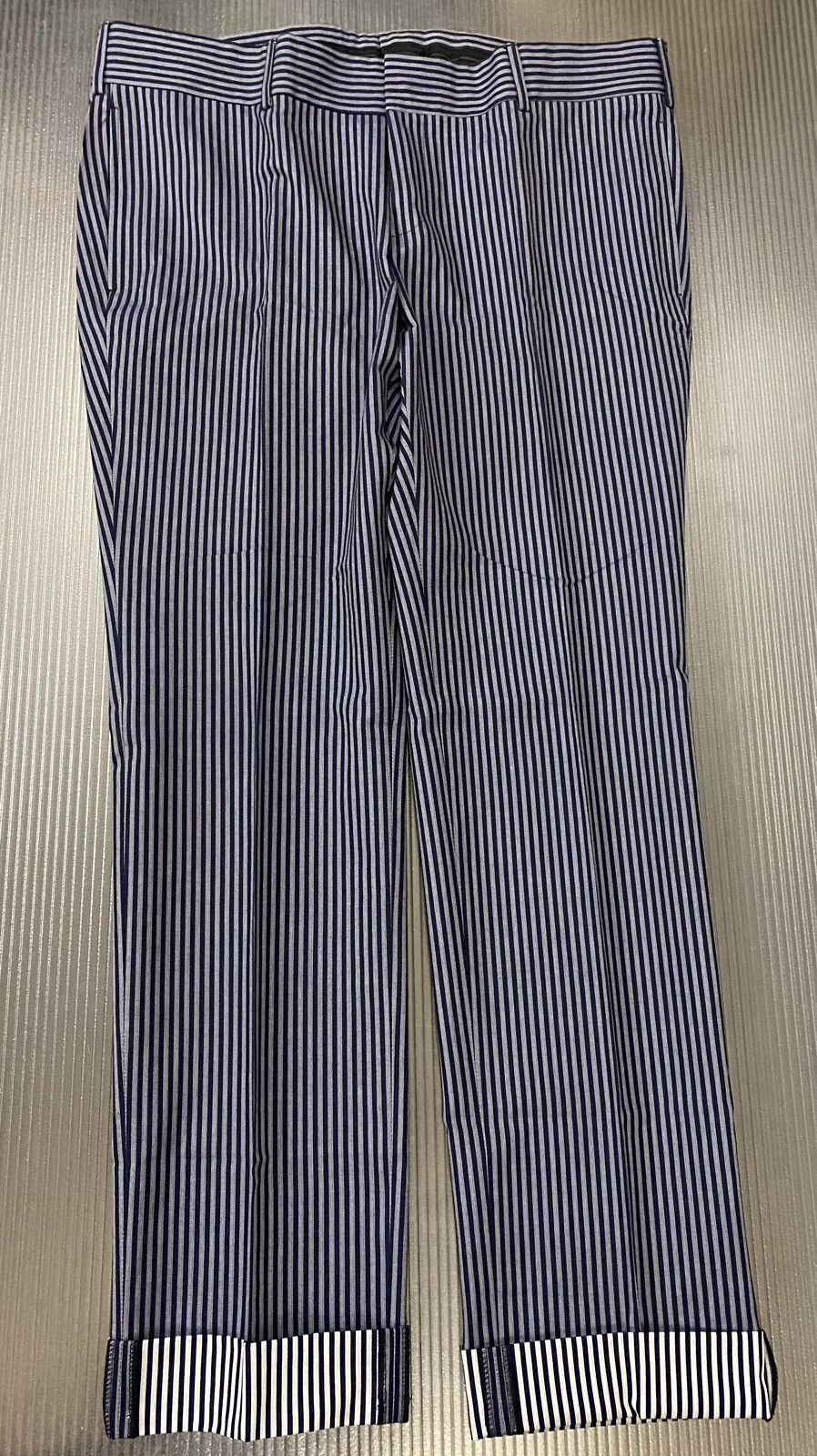 Gucci Gucci 🇮🇹 Blue Chevron Vertigo Striped Pants 52 NW Size US 36 / EU 52 - 1 Thumbnail