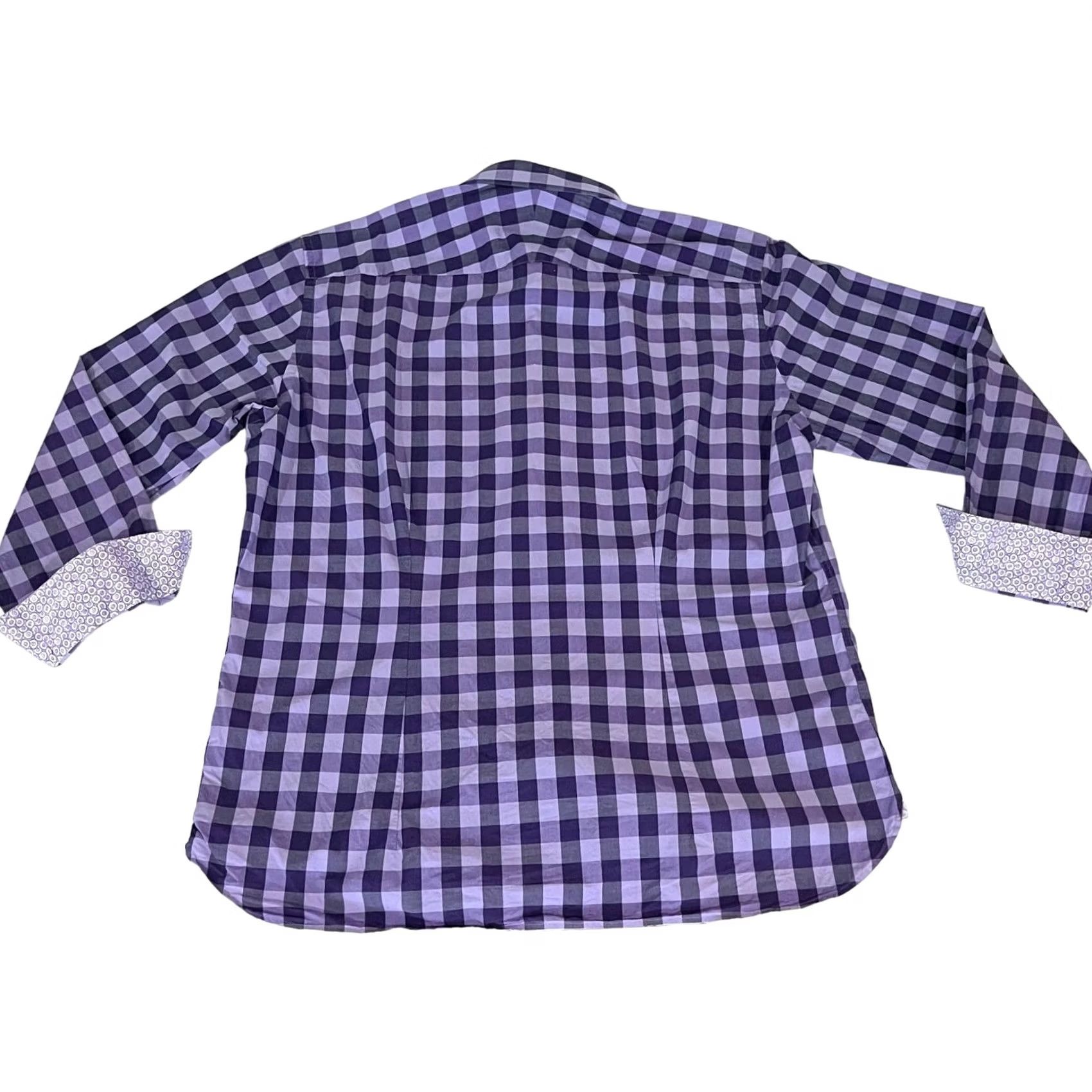 Ted Baker Ted Baker Endurance Men’s Purple Checked Cotton Long Sleeve Shirt-Size 17 34/35-Button Dress Shirt-Adult Mens Size US XL / EU 56 / 4 - 4 Thumbnail