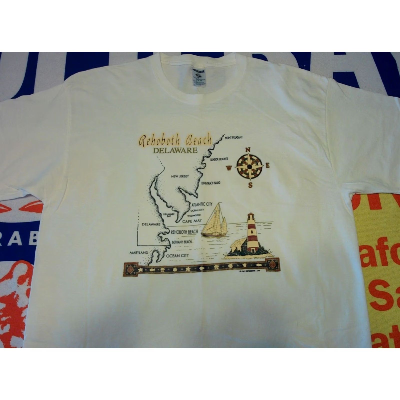 Jerzees VINTAGE Jerzees T-Shirt Men XL White Rehoboth Beach Delaware Graphic Print Nautical USA 2000s Shirt Mens XL White Beach USA 2000s Size US XL / EU 56 / 4 - 3 Thumbnail
