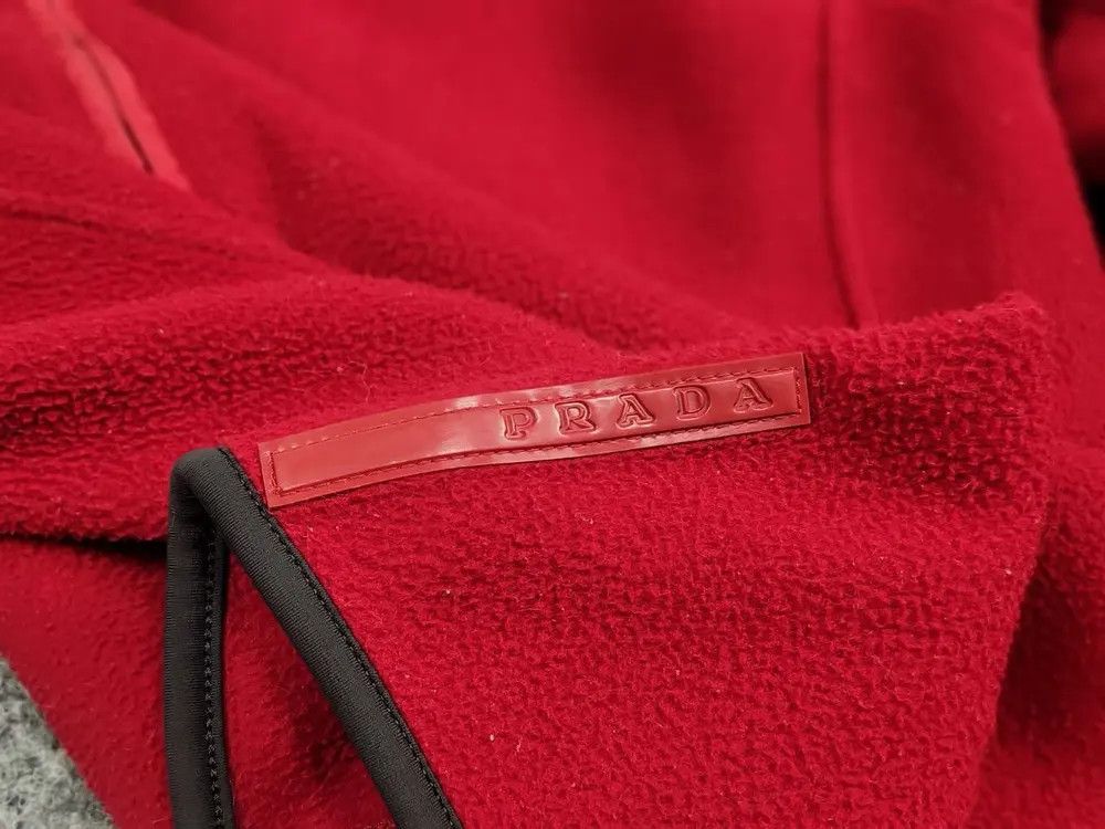 Prada Vintage 00's Prada Archive Red Fleece Full Zip Pullover Size XL / US 12-14 / IT 48-50 - 6 Thumbnail