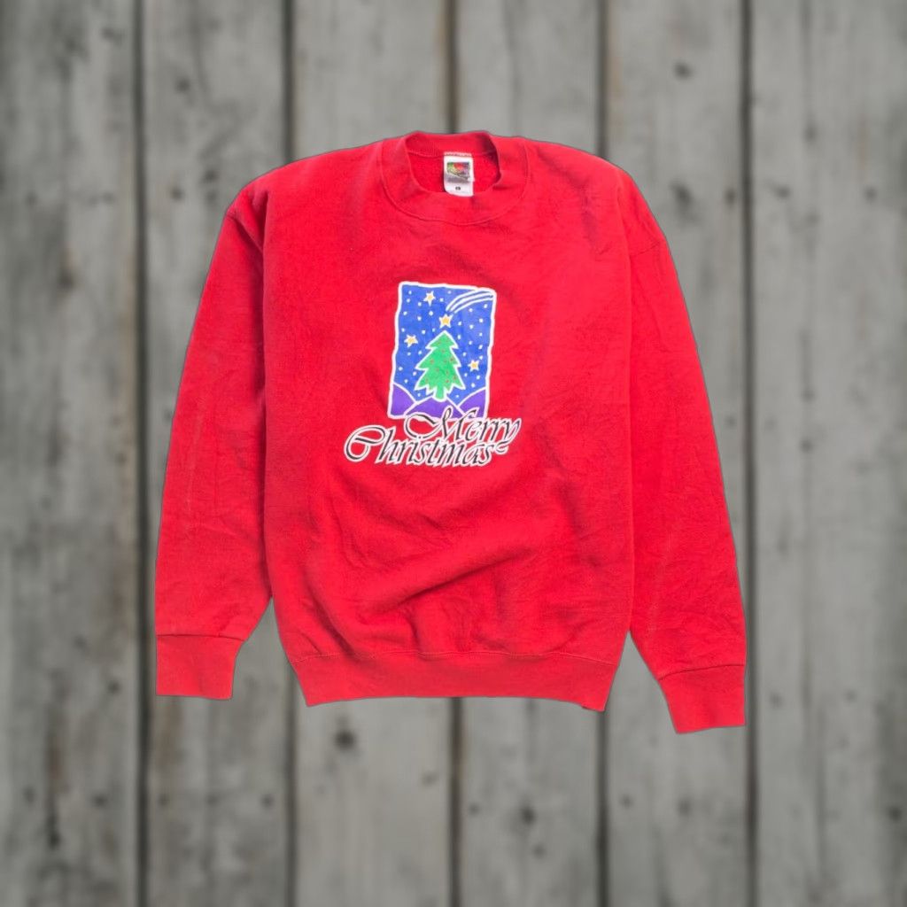 Vintage VINTAGE Red Ugly Christmas Sweater Shirt Large Red Christmas Ragstock 1990s Mens Womens Size L / US 10 / IT 46 - 1 Thumbnail