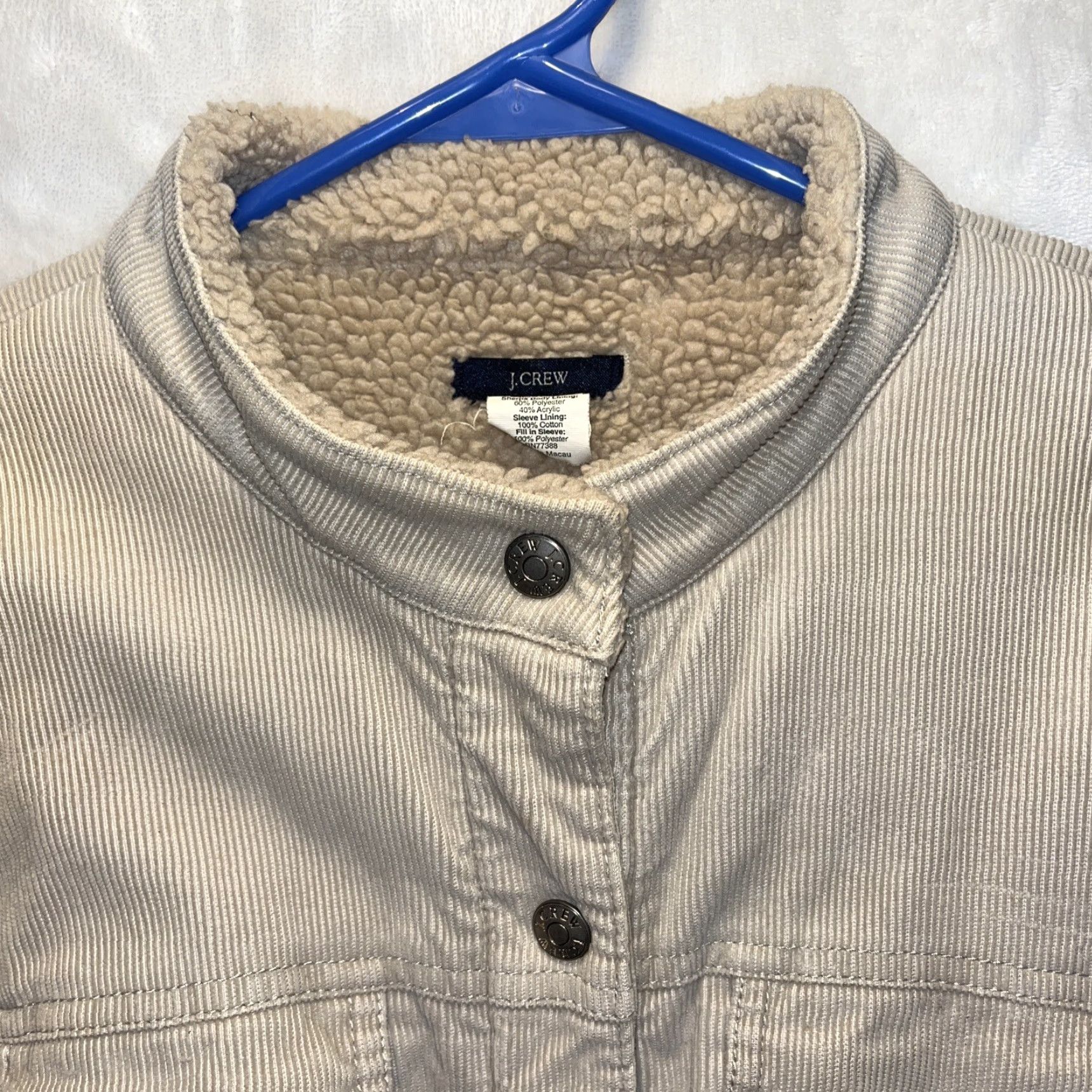 J.Crew Vintage J Crew Jacket M Oatmeal Corduroy Sherpa Lining Snap Pocket Bomber Size M / US 6-8 / IT 42-44 - 2 Thumbnail